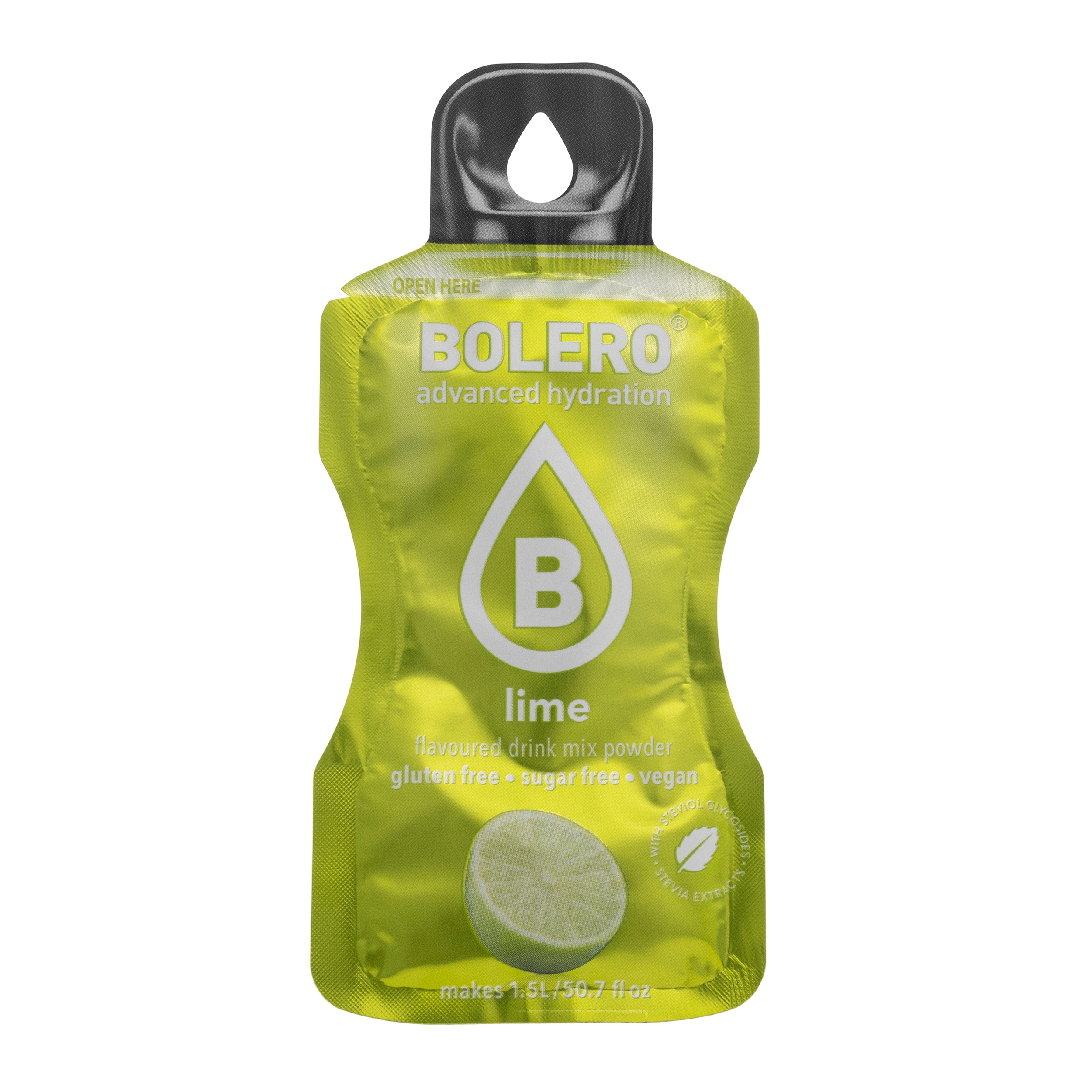 Boisson en poudre Lime avec stévia 9 g - 12 pcs. Bolero 