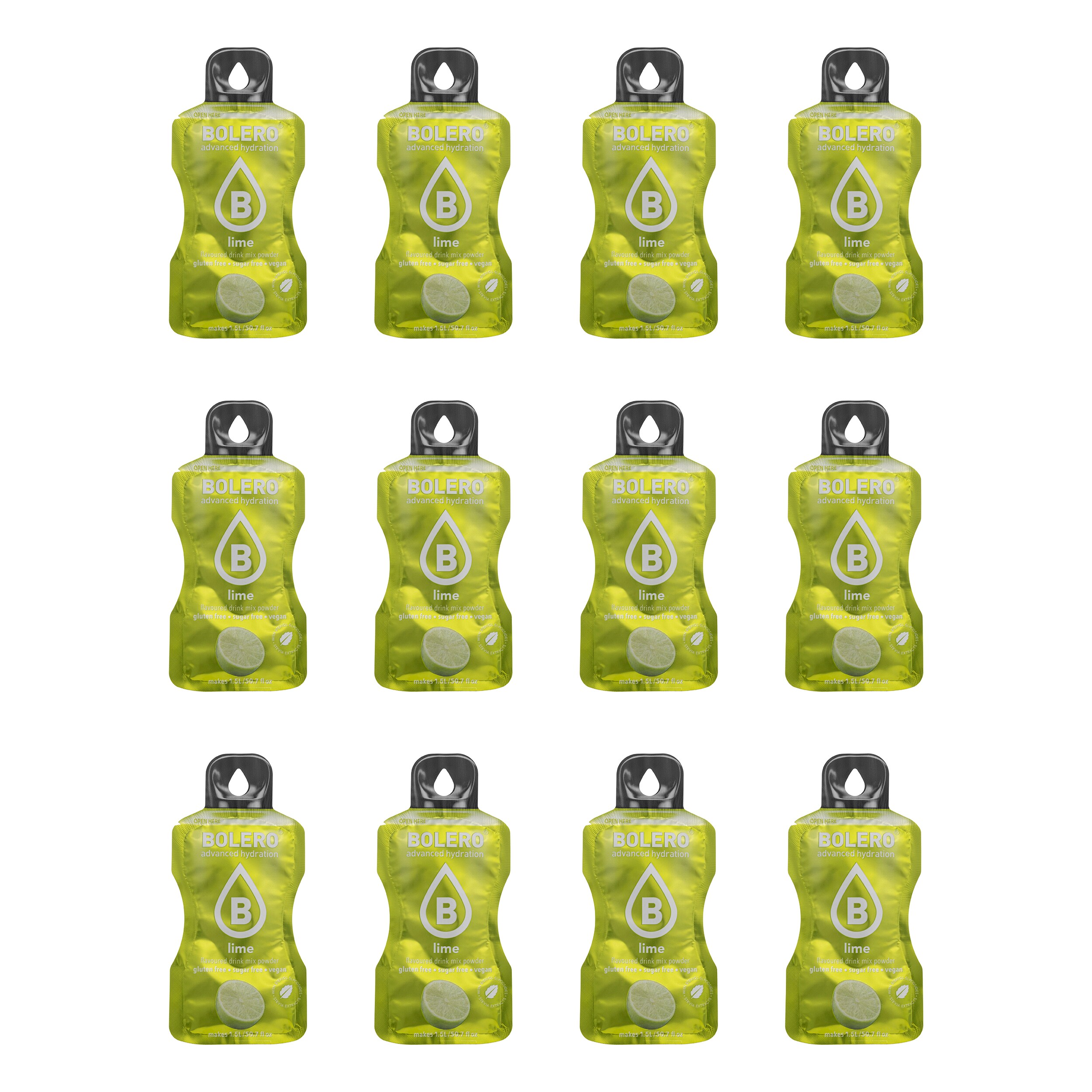 Boisson en poudre Lime avec stévia 9 g - 12 pcs. Bolero 