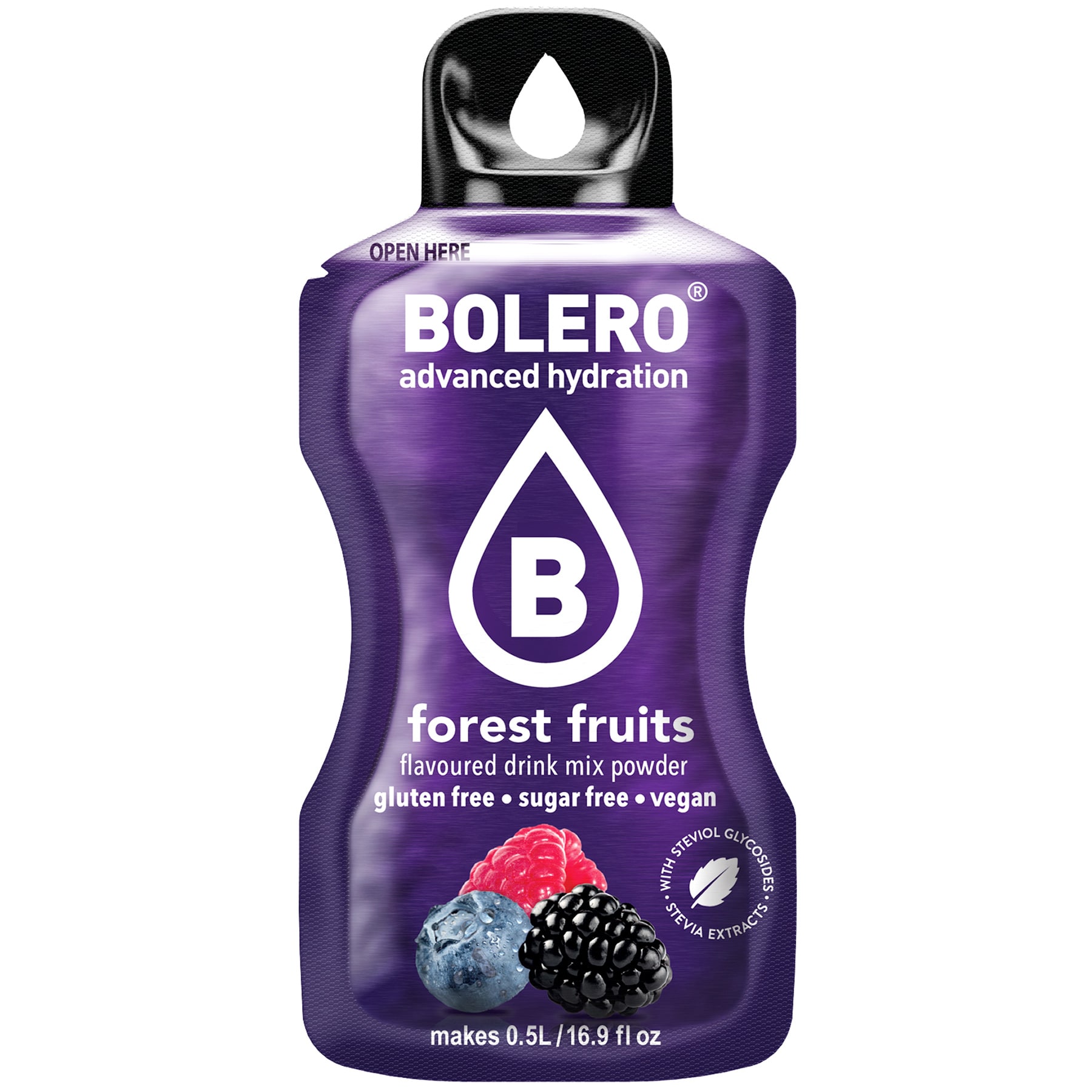 Boisson en poudre Forest Fruit avec stévia 3 g Bolero 