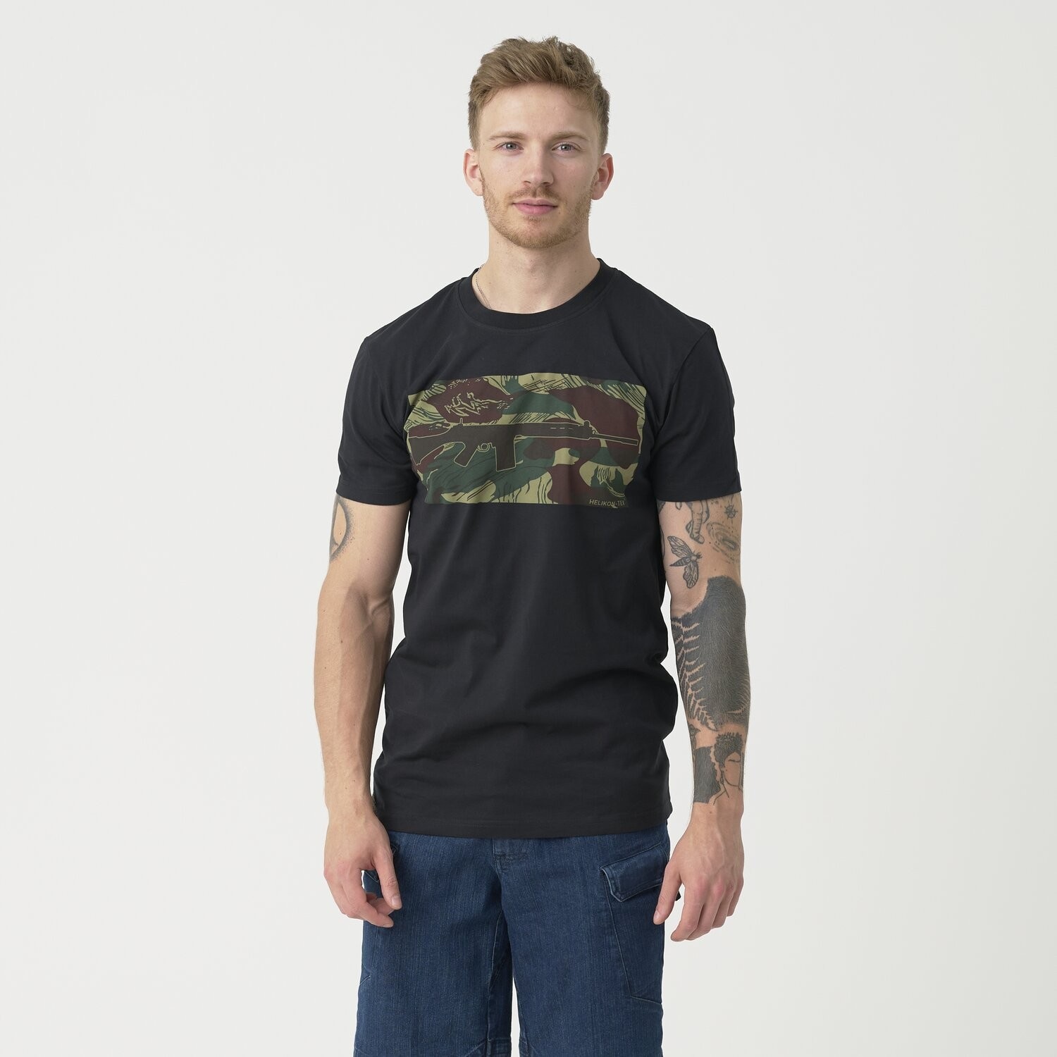 T-Shirt FN FAL Helikon - Black/Rhodesian Camo
