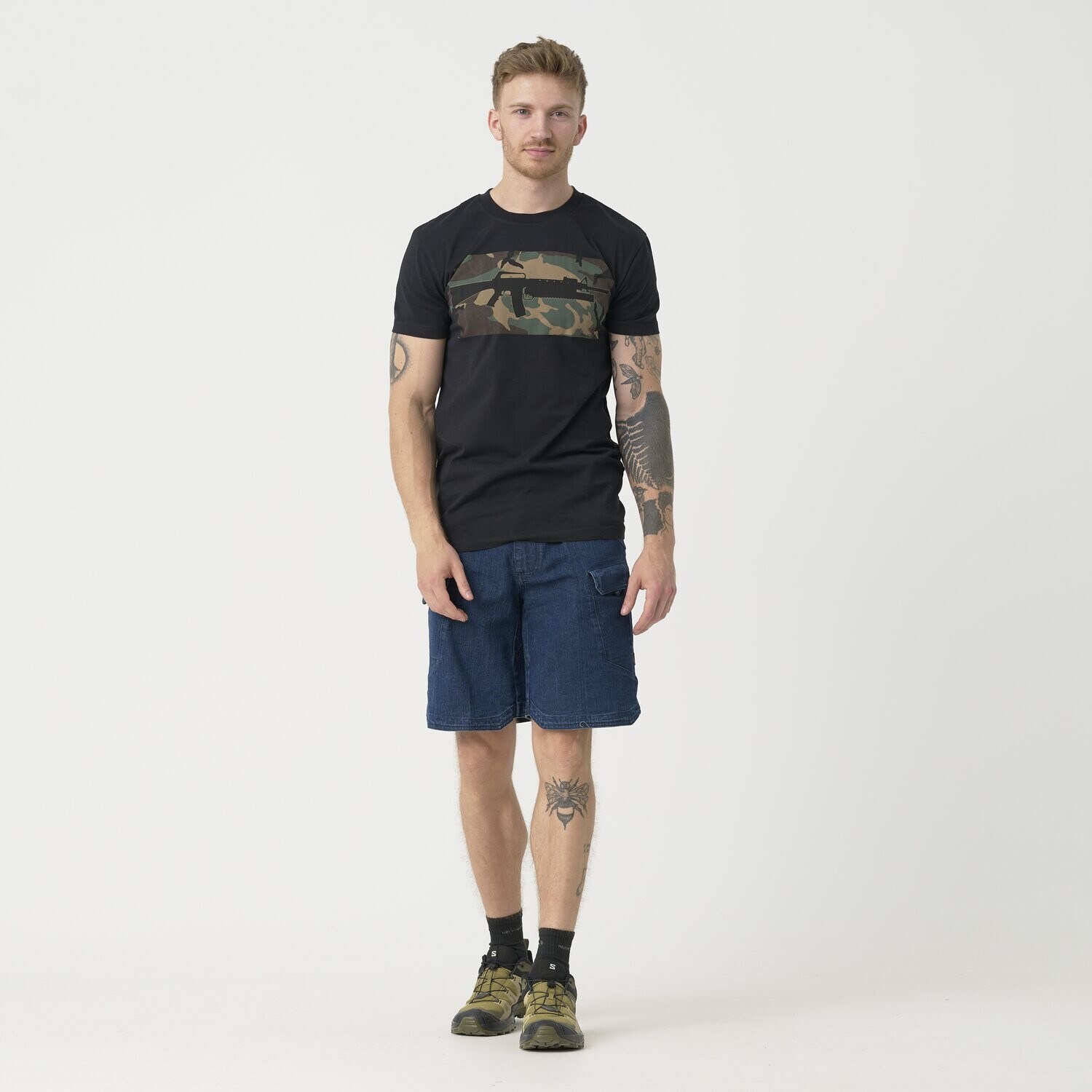 T-Shirt 16/203 Combo Helikon - Black/US Woodland