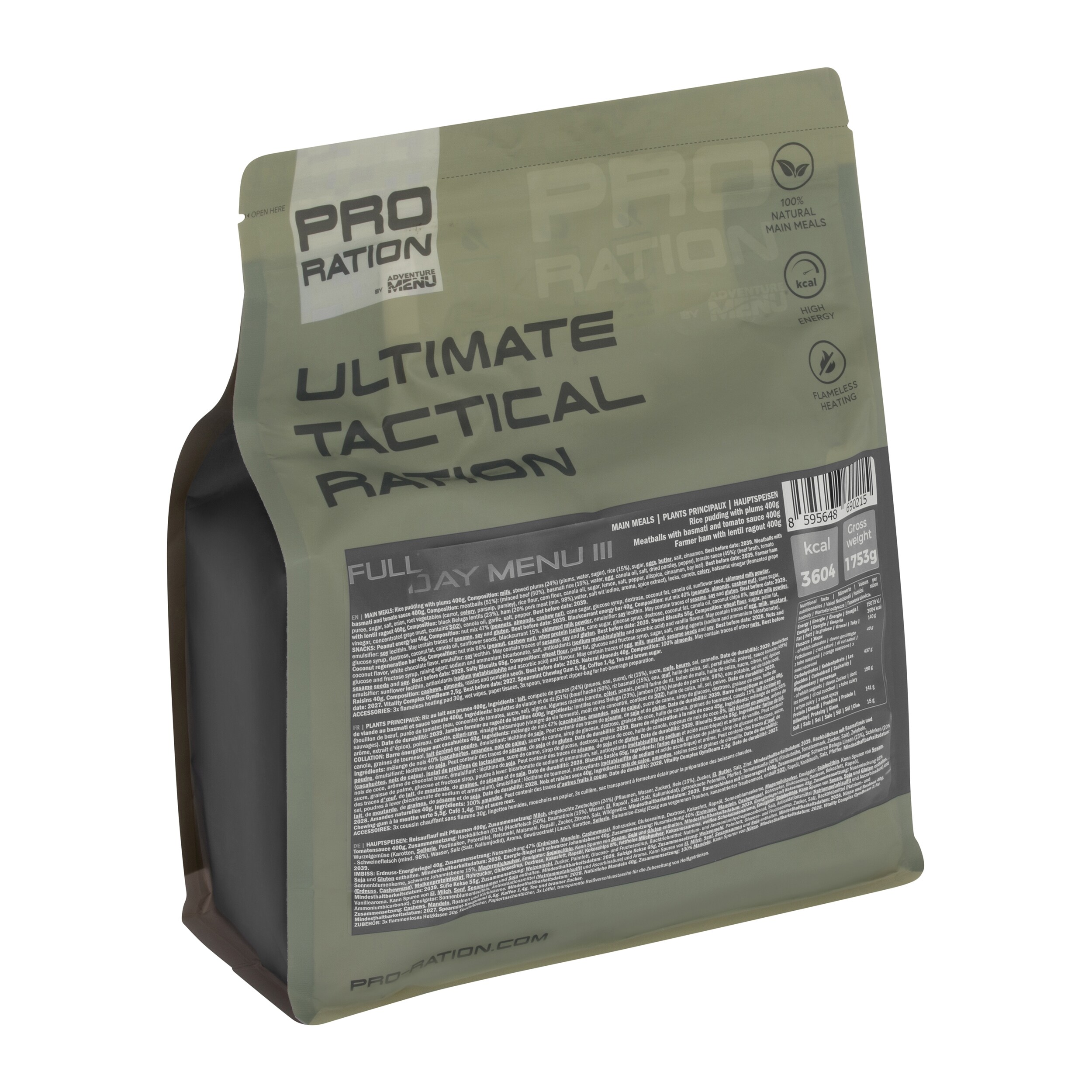 Rations alimentaires Pro Ration Ultimate Tactical Ration Full-Day Menu III Pro Ration