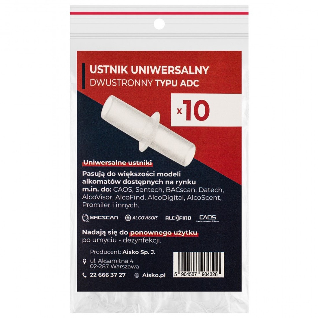 Embout universel pour éthylotests de type ADC 10 pcs.