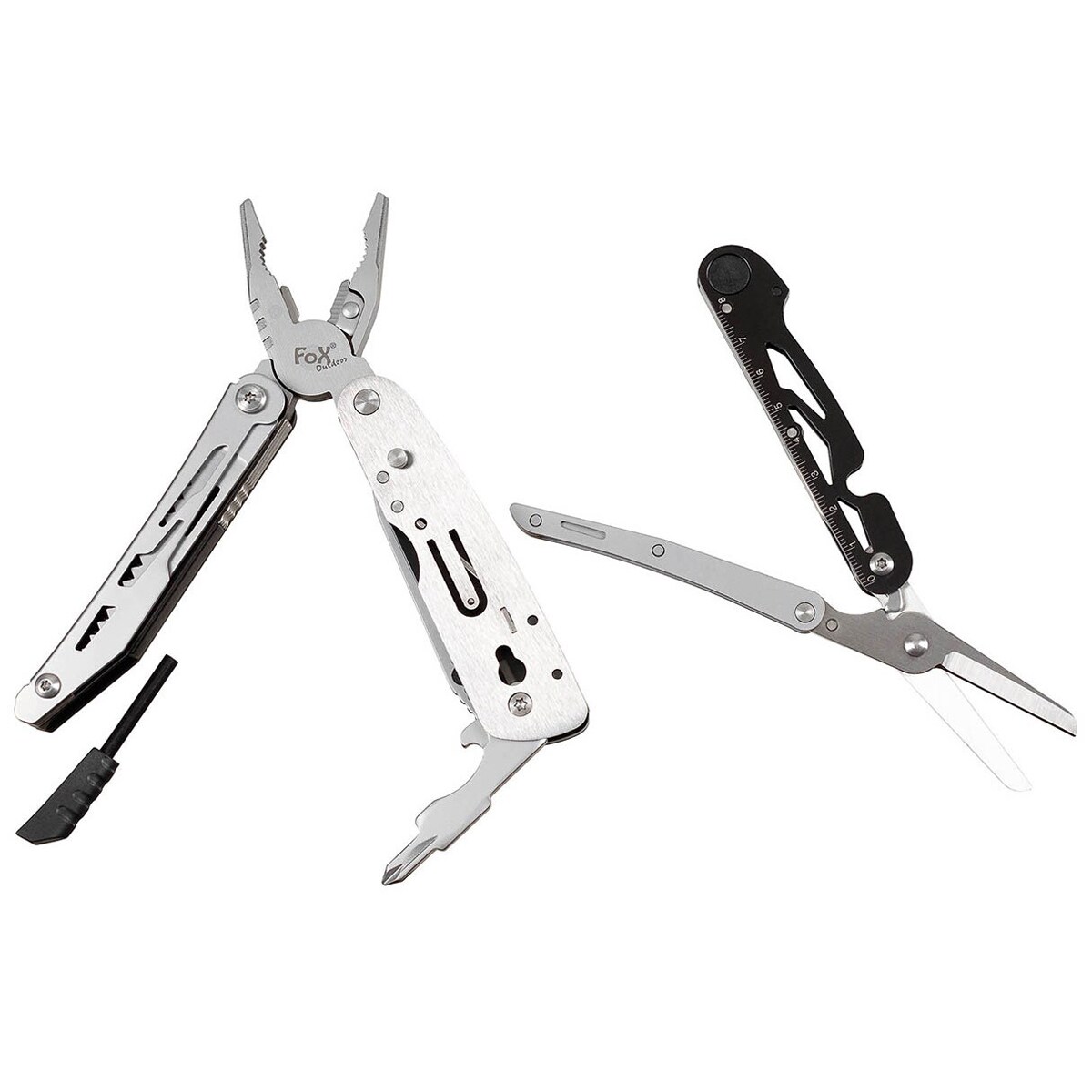 Multitool MFH Fox Outdoor avec ciseaux - Black/Silver