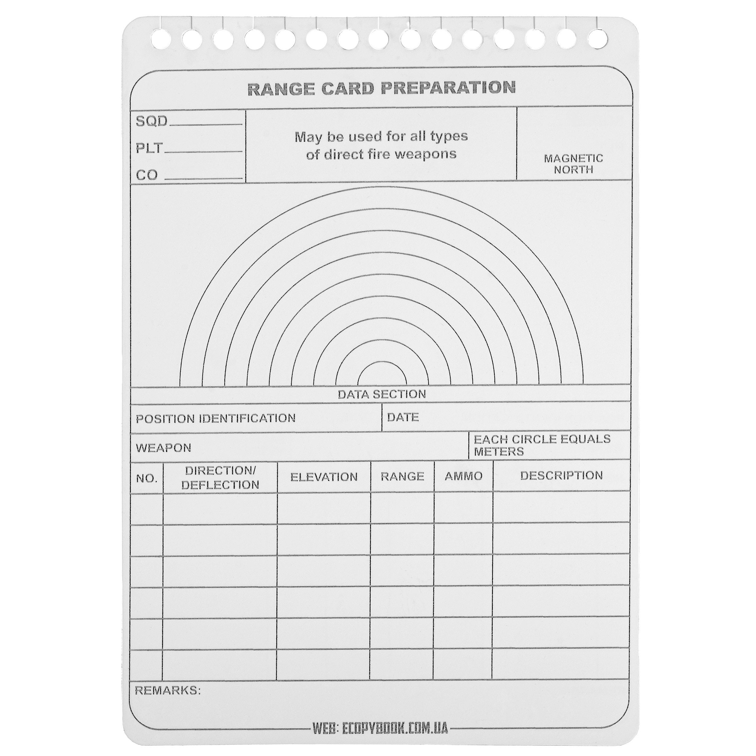 Carte de tireur Version anglaise - 5 pcs. M-Tac