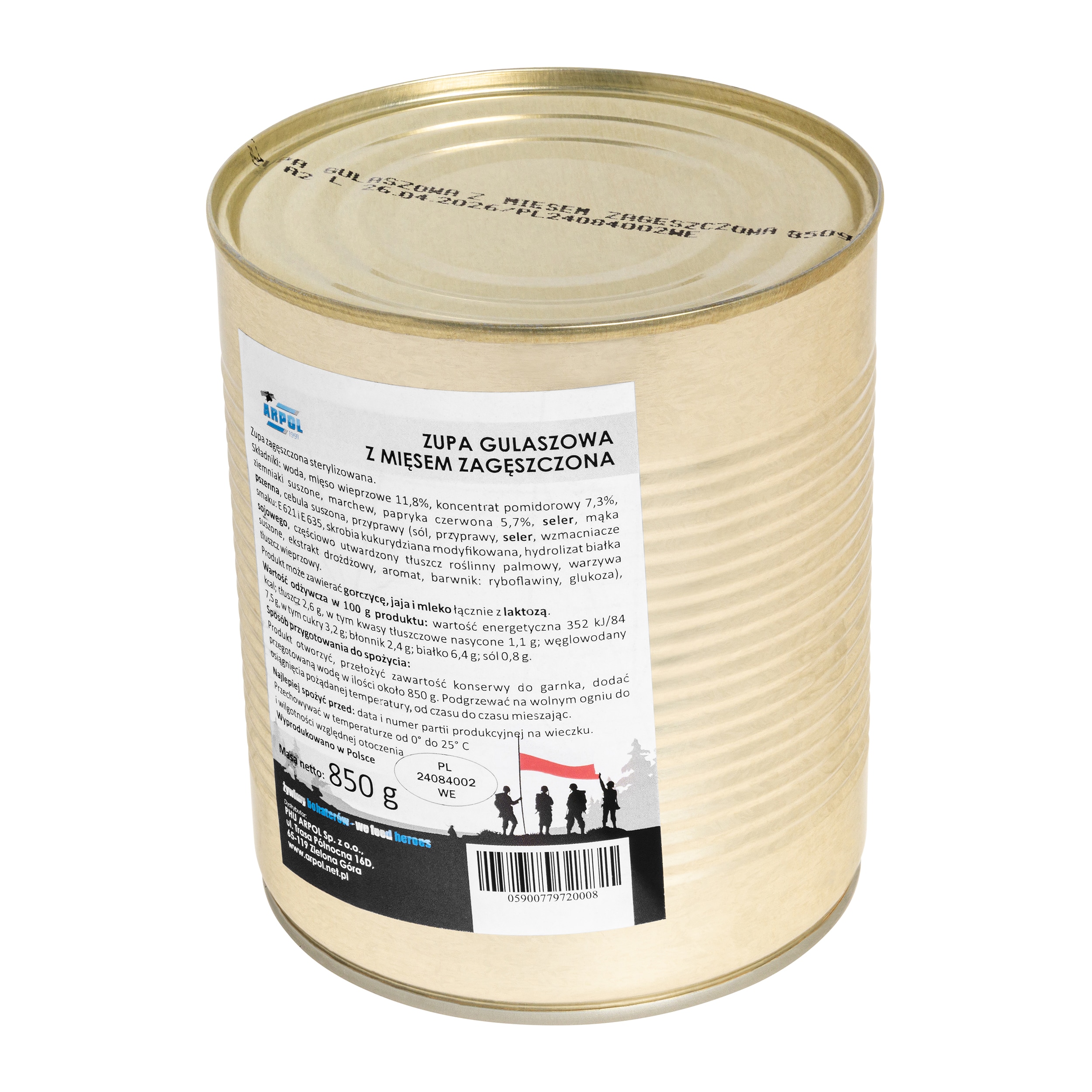 Conserves alimentaires - Soupe de goulasch à la viande épaissie 850 g Arpol 