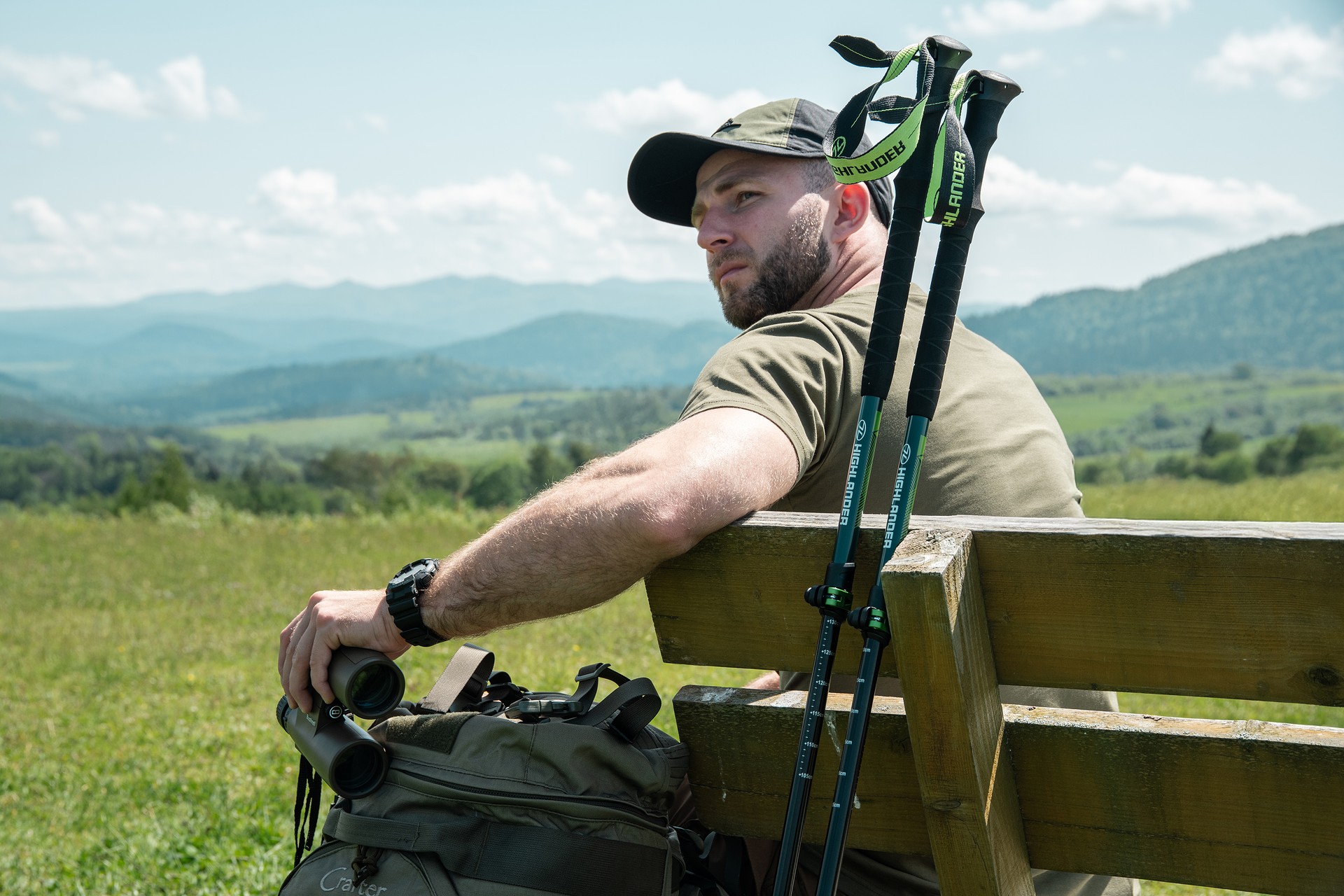 Bâtons de trekking Tiree Pro Trekking Poles Highlander Outdoor - Green