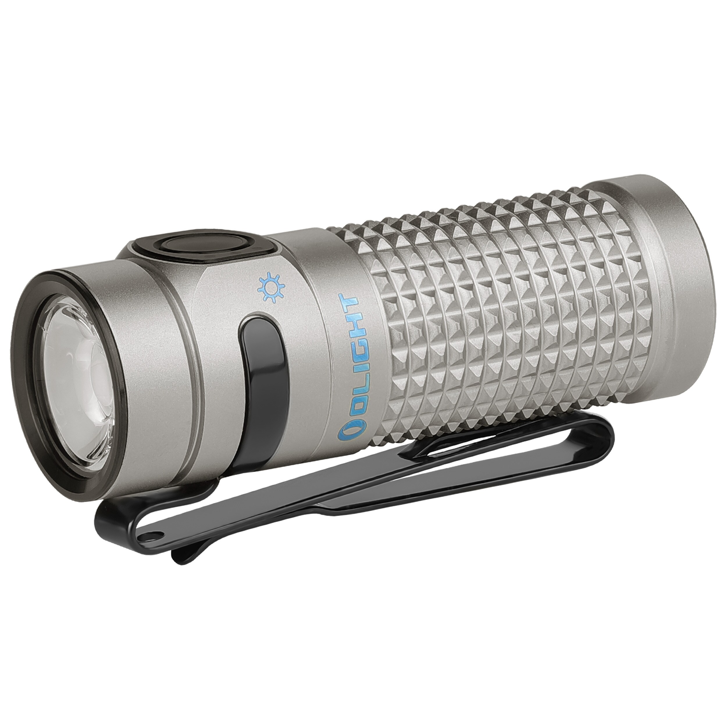 Lampe de poche Baton 4 Premium Edition Titanium - 1300 lumens avec étui de chargement sans fil Olight