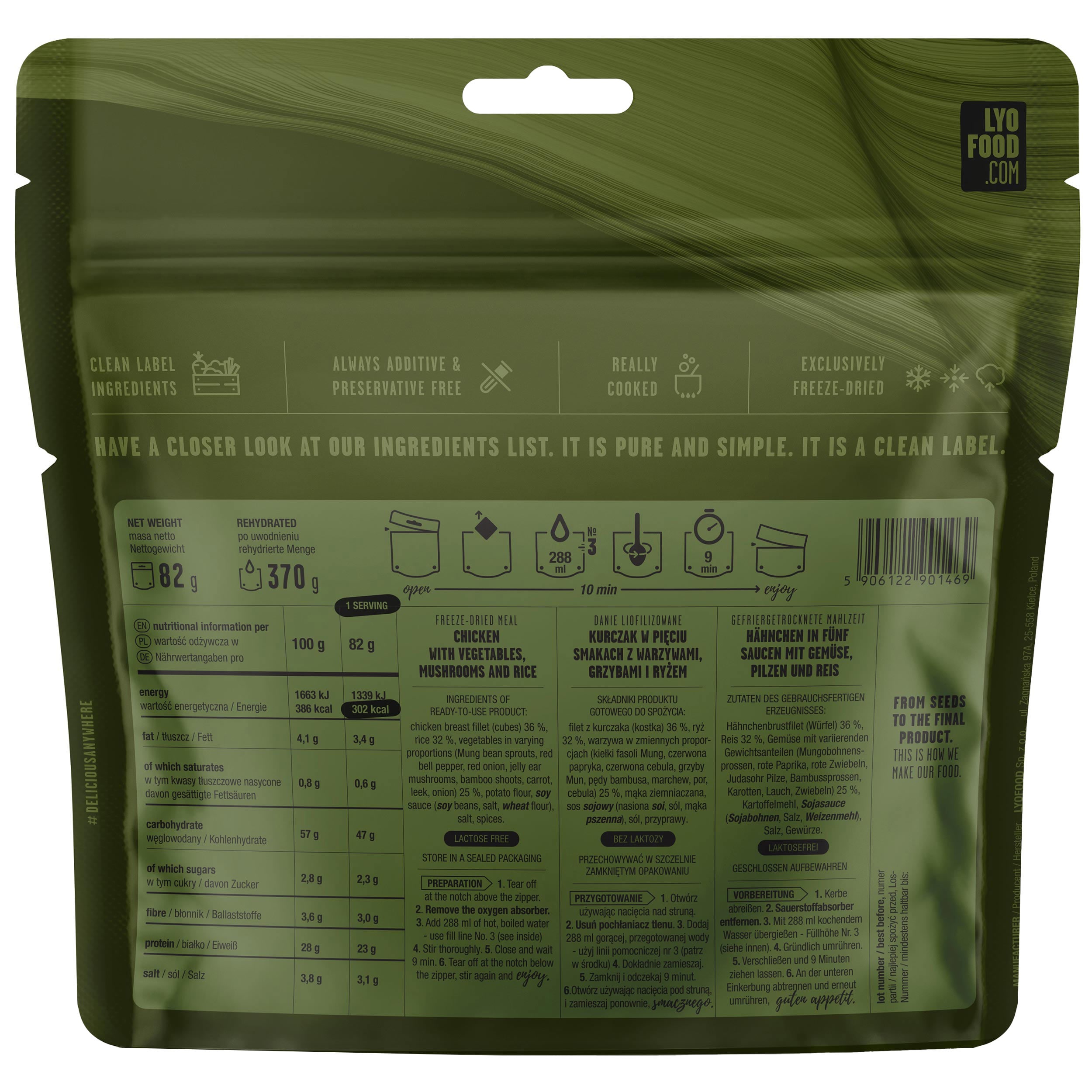 Aliments lyophilisés Field Poulet 5 saveurs 370 g LYOFOOD 