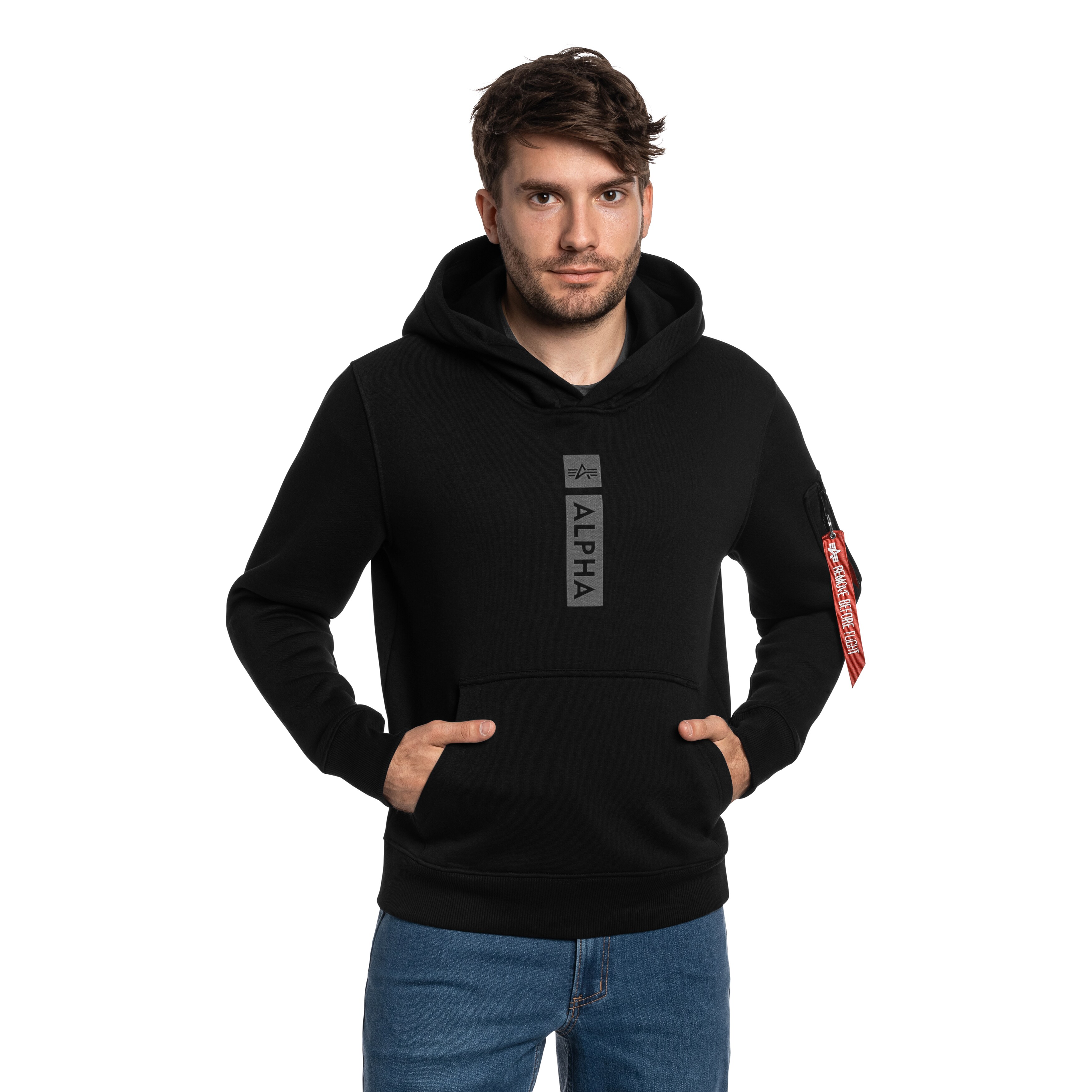 Sweatshirt Alpha Puff Print Hoodie Alpha Industries  - Black