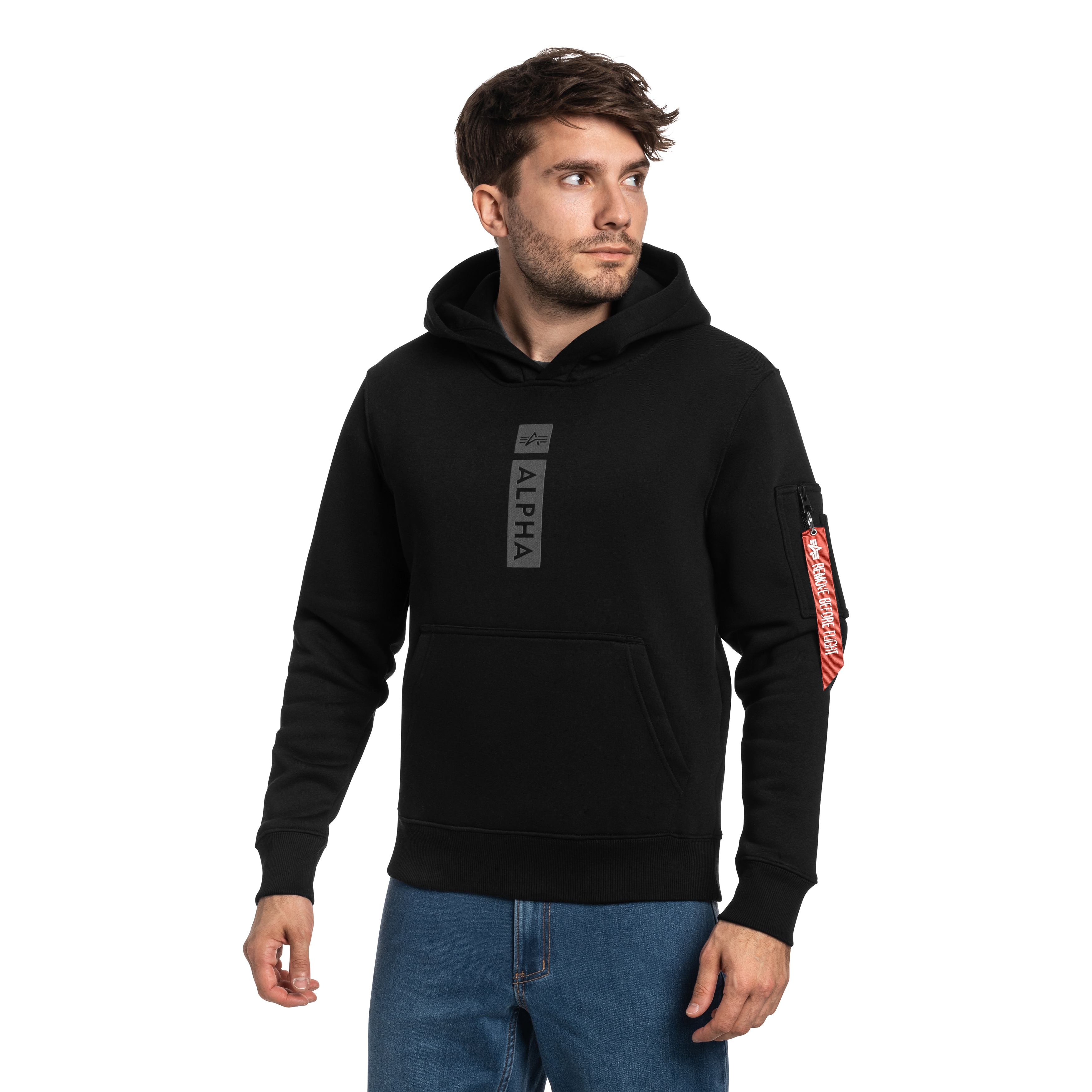 Sweatshirt Alpha Puff Print Hoodie Alpha Industries  - Black
