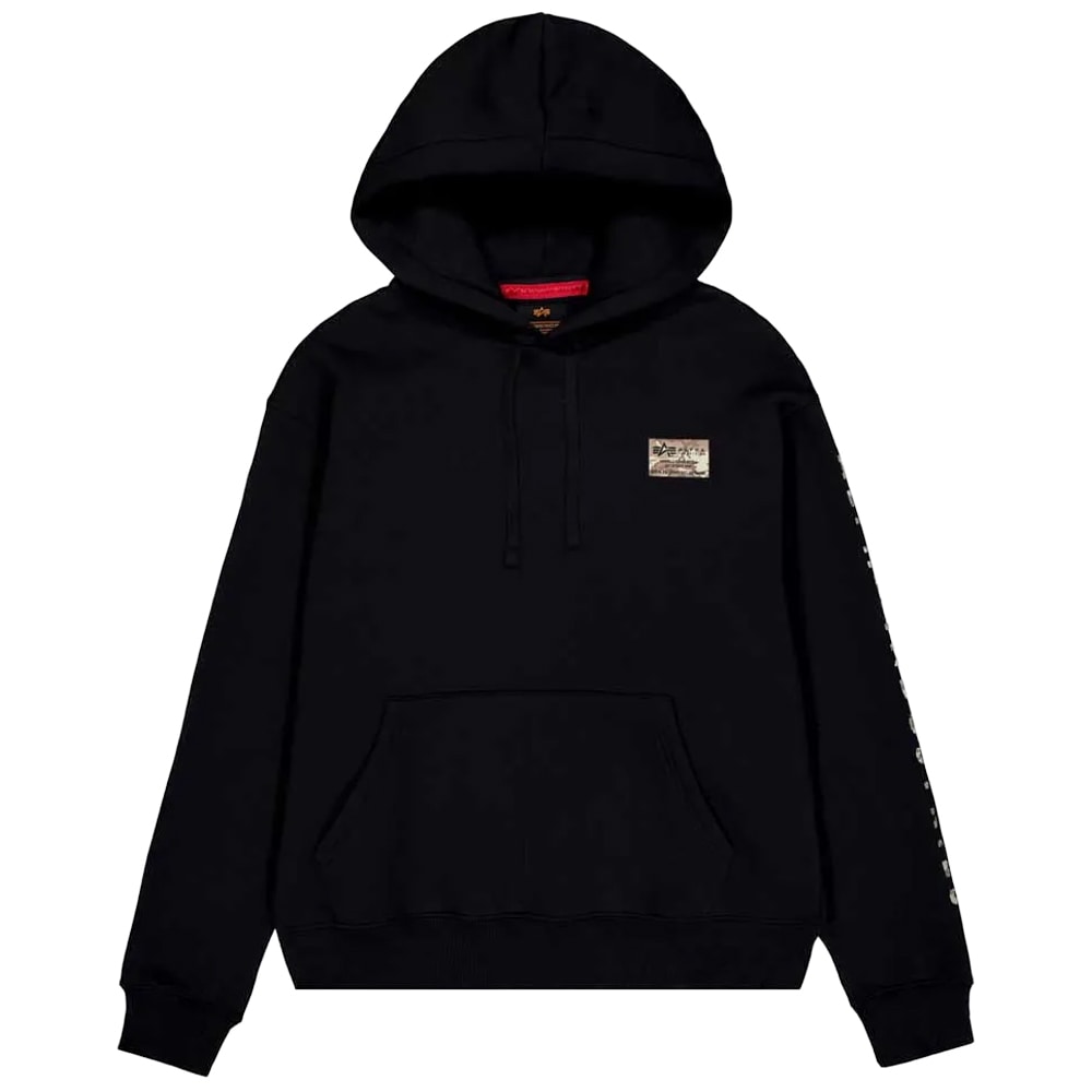 Sweatshirt Camo Sleeve Hoodie Alpha Industries - Black