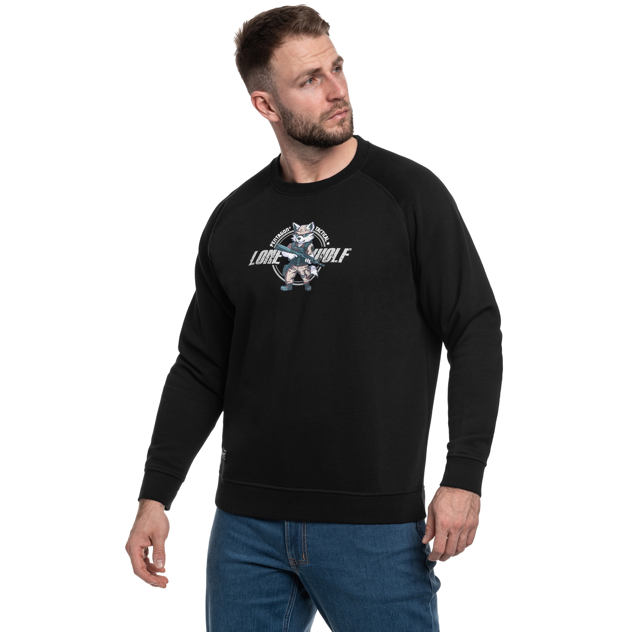 Sweatshirt Hawk Lone Wolf Pentagon - Black