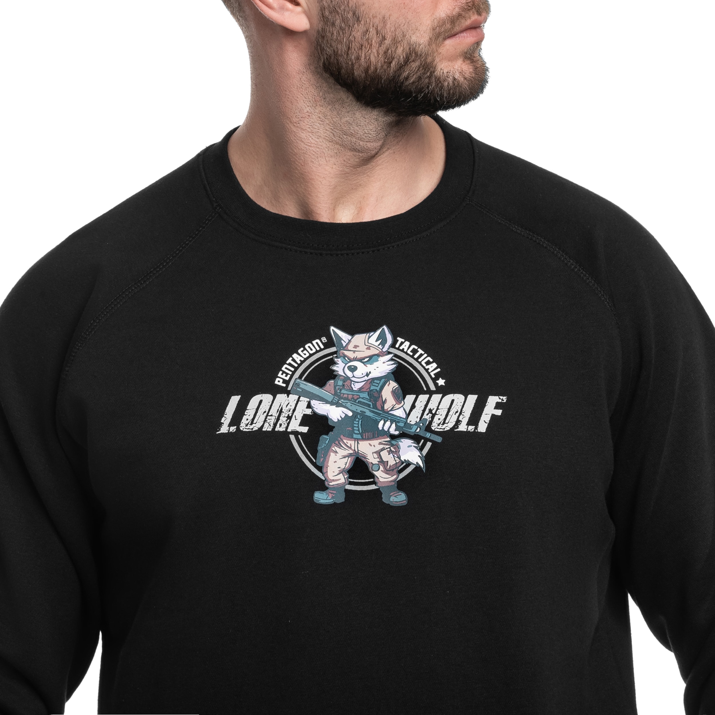 Sweatshirt Hawk Lone Wolf Pentagon - Black