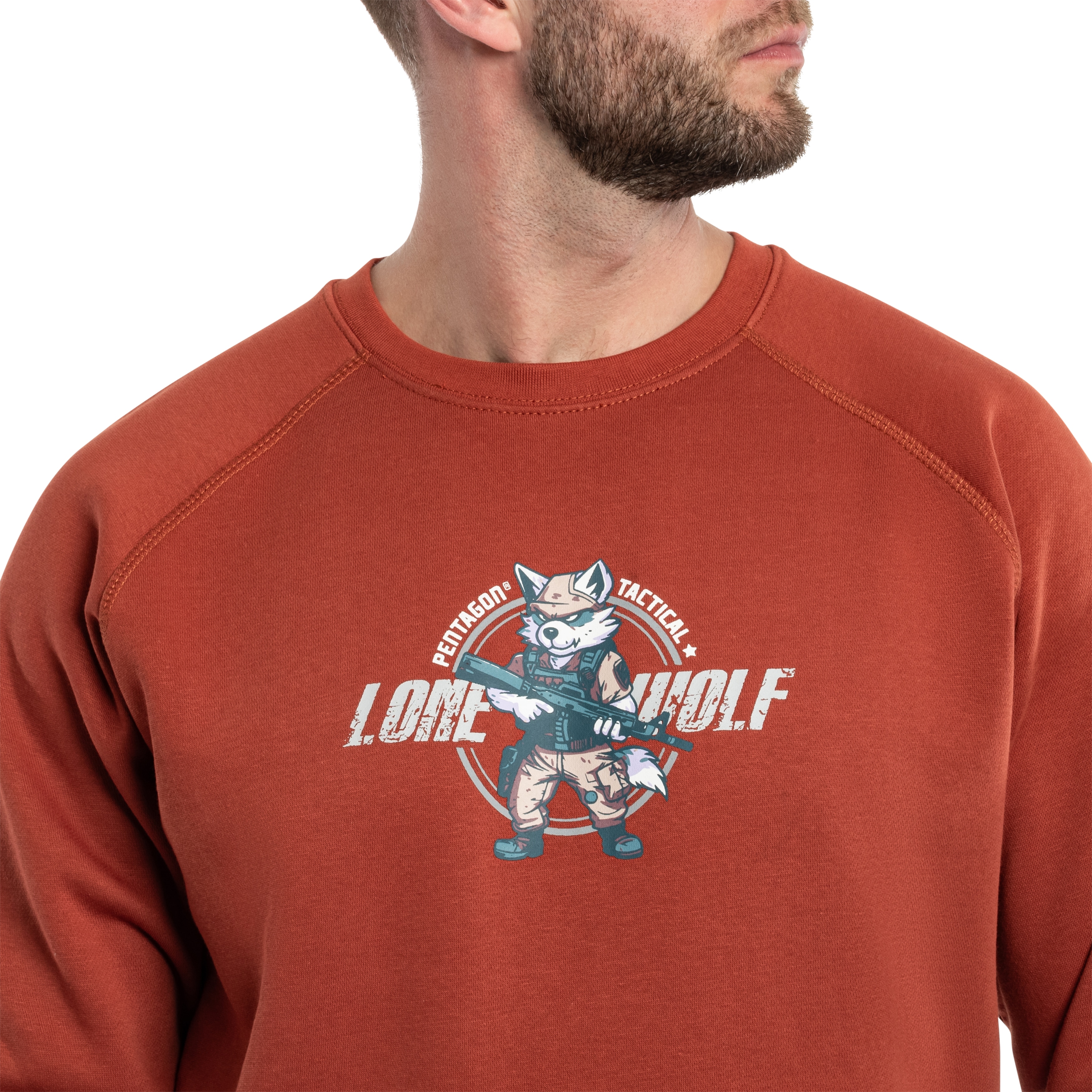 Sweatshirt Hawk Lone Wolf Pentagon - Maroon Red