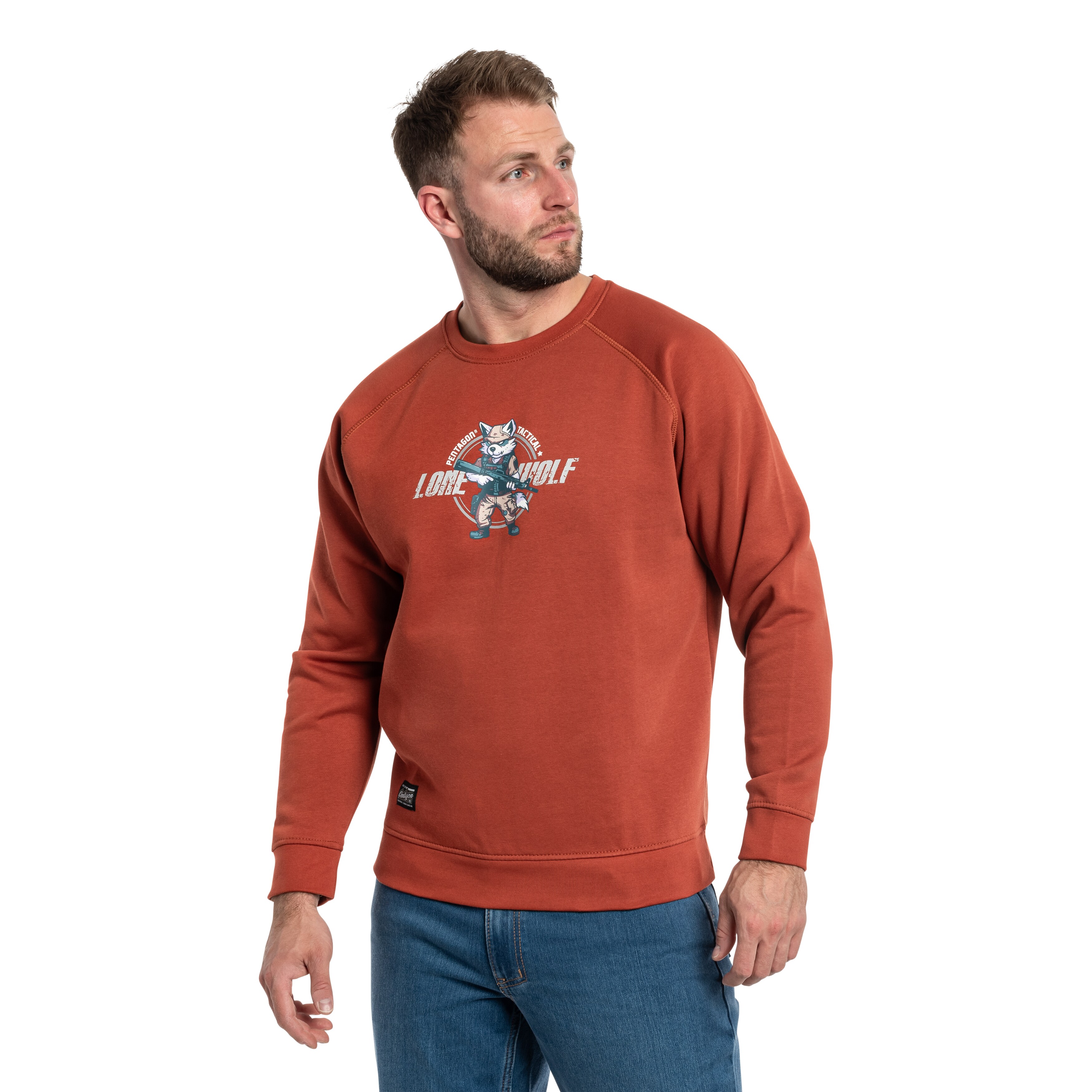 Sweatshirt Hawk Lone Wolf Pentagon - Maroon Red