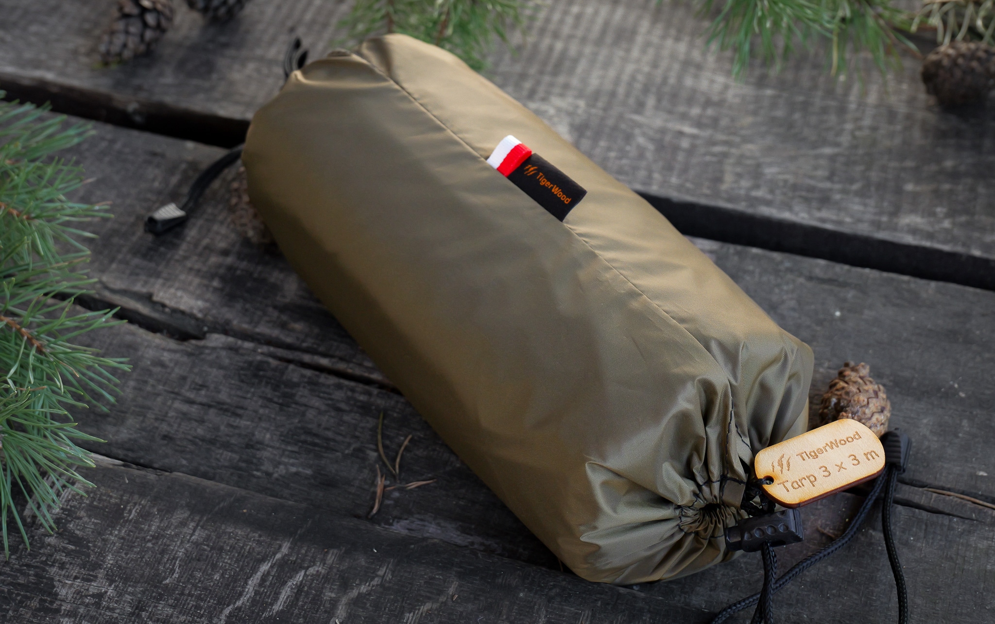 Bâche de bivouac Tarp T2 3 x 3 m TigerWood - Khaki