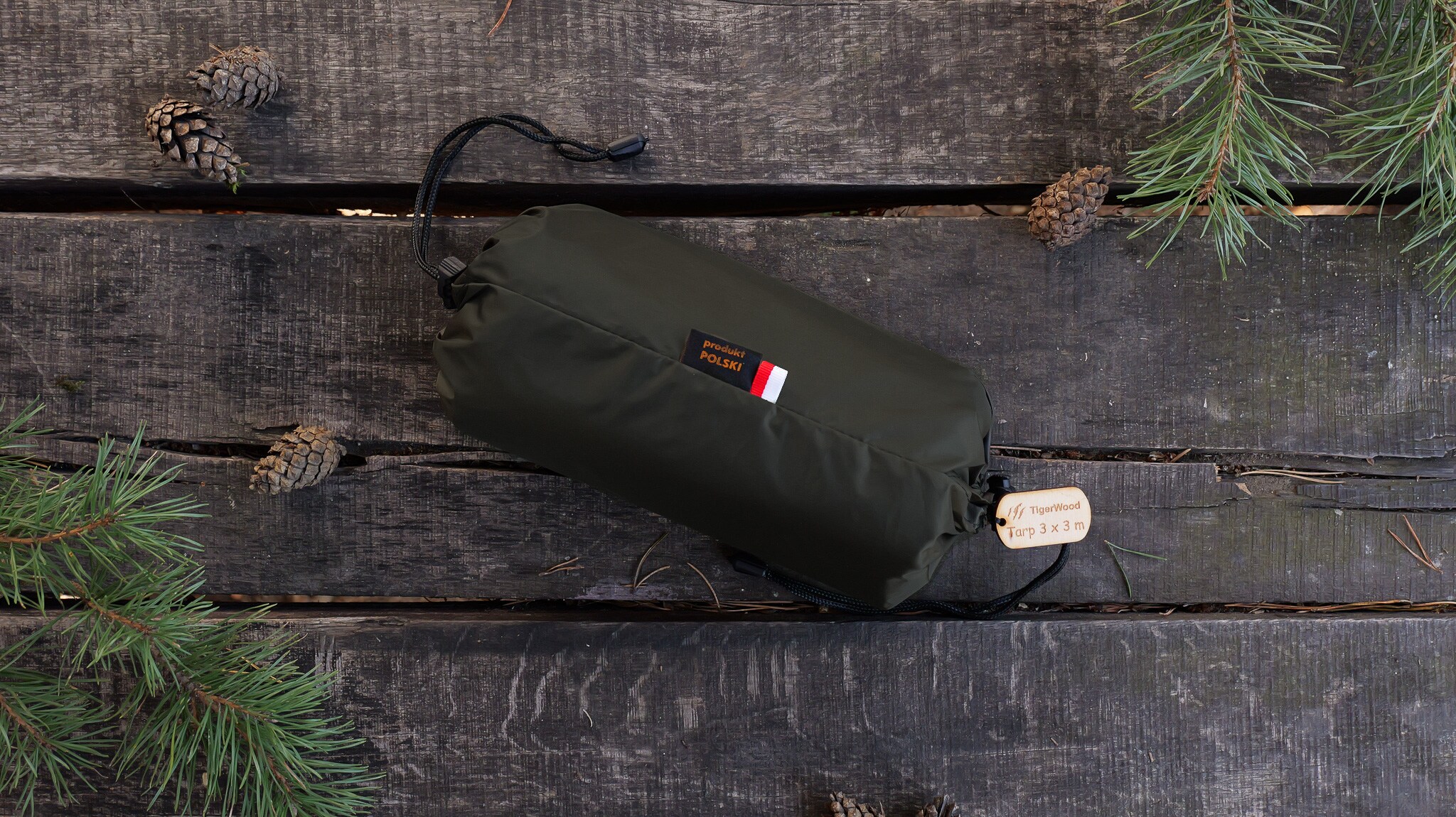 Bâche de bivouac Tarp T2 3 x 3 m TigerWood - Dark Khaki