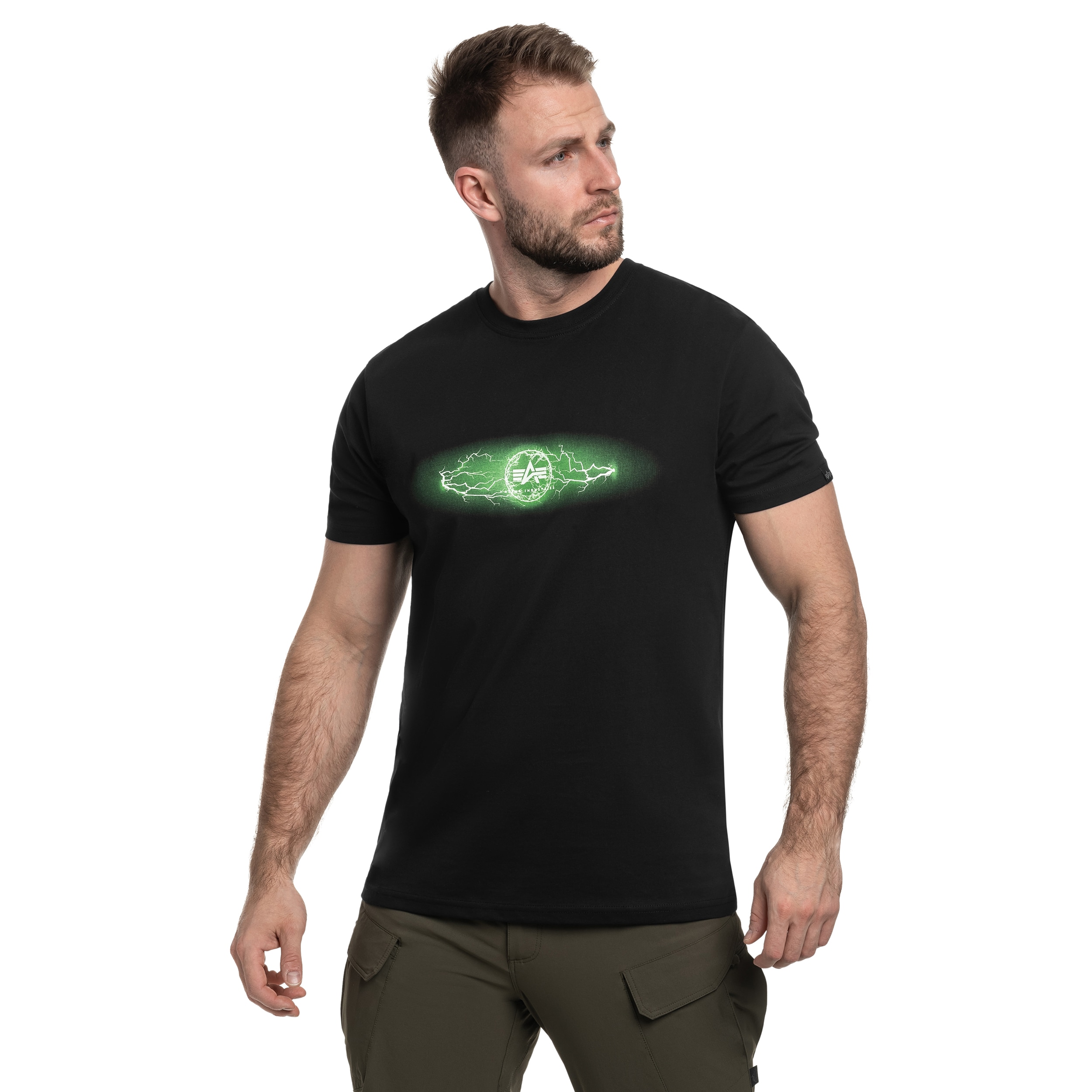 T-Shirt Lightning Alpha Industries - Black/Poison Green