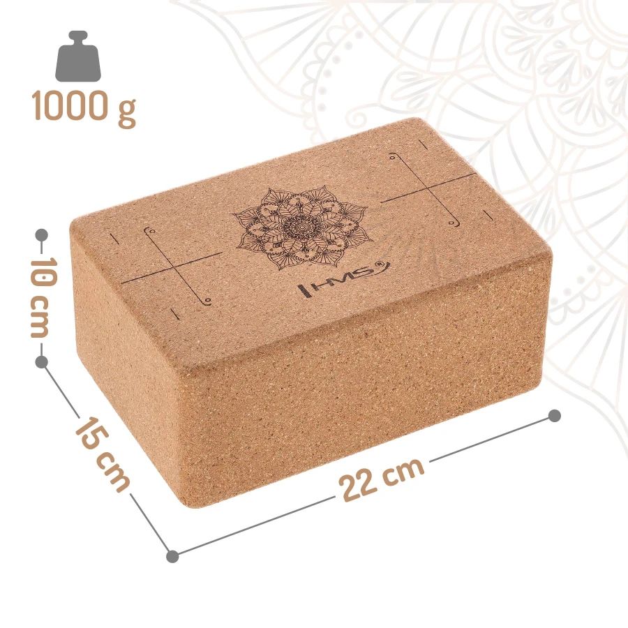 Ensemble de yoga HMS - Tapis TPE YM11 Brique KJ02 Sangle SJ01 - Cork