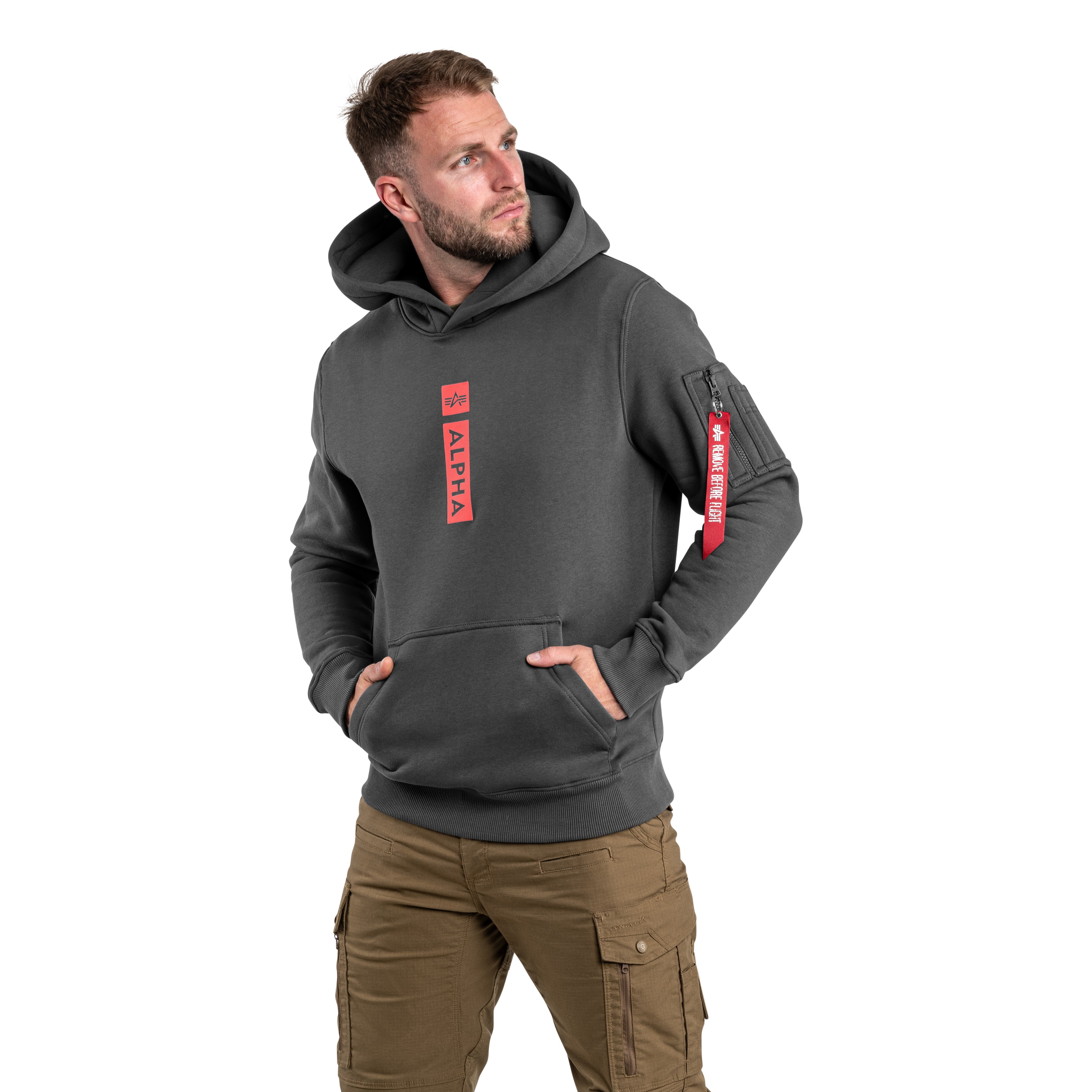 Sweatshirt Alpha Puff Print Hoodie Alpha Industries - Vintage Grey