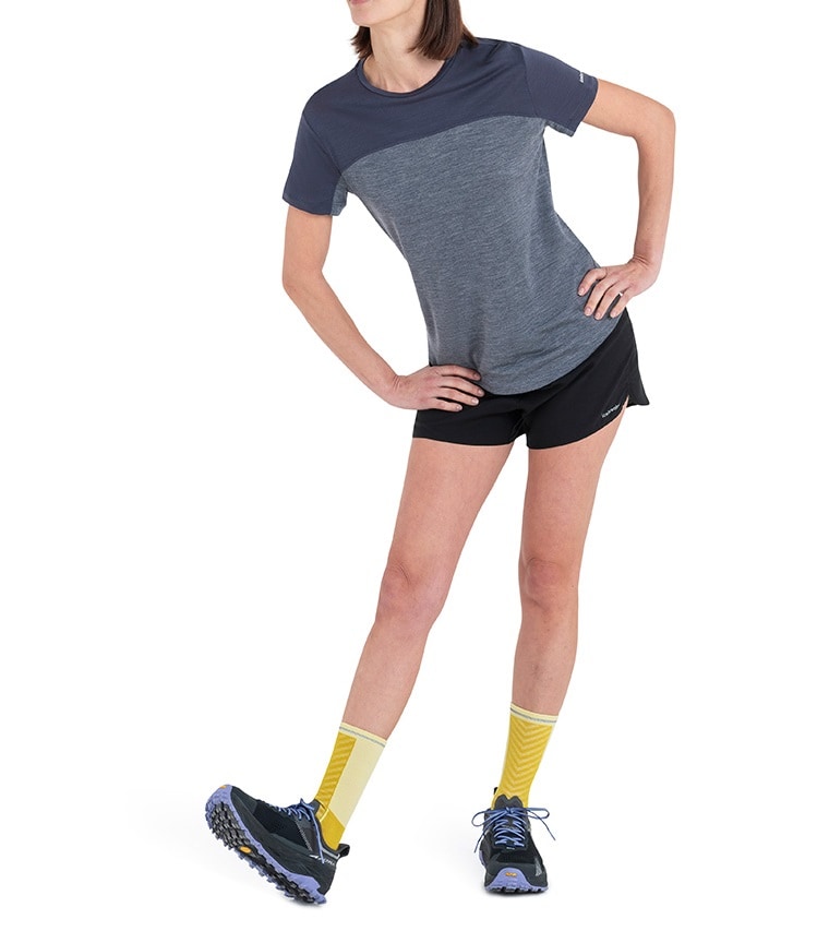 T-shirt féminin Blend 125 Cool-Lite Sphere III Short Sleeve Colour Block Icebreaker Merino - Graphite Heather/Graphite