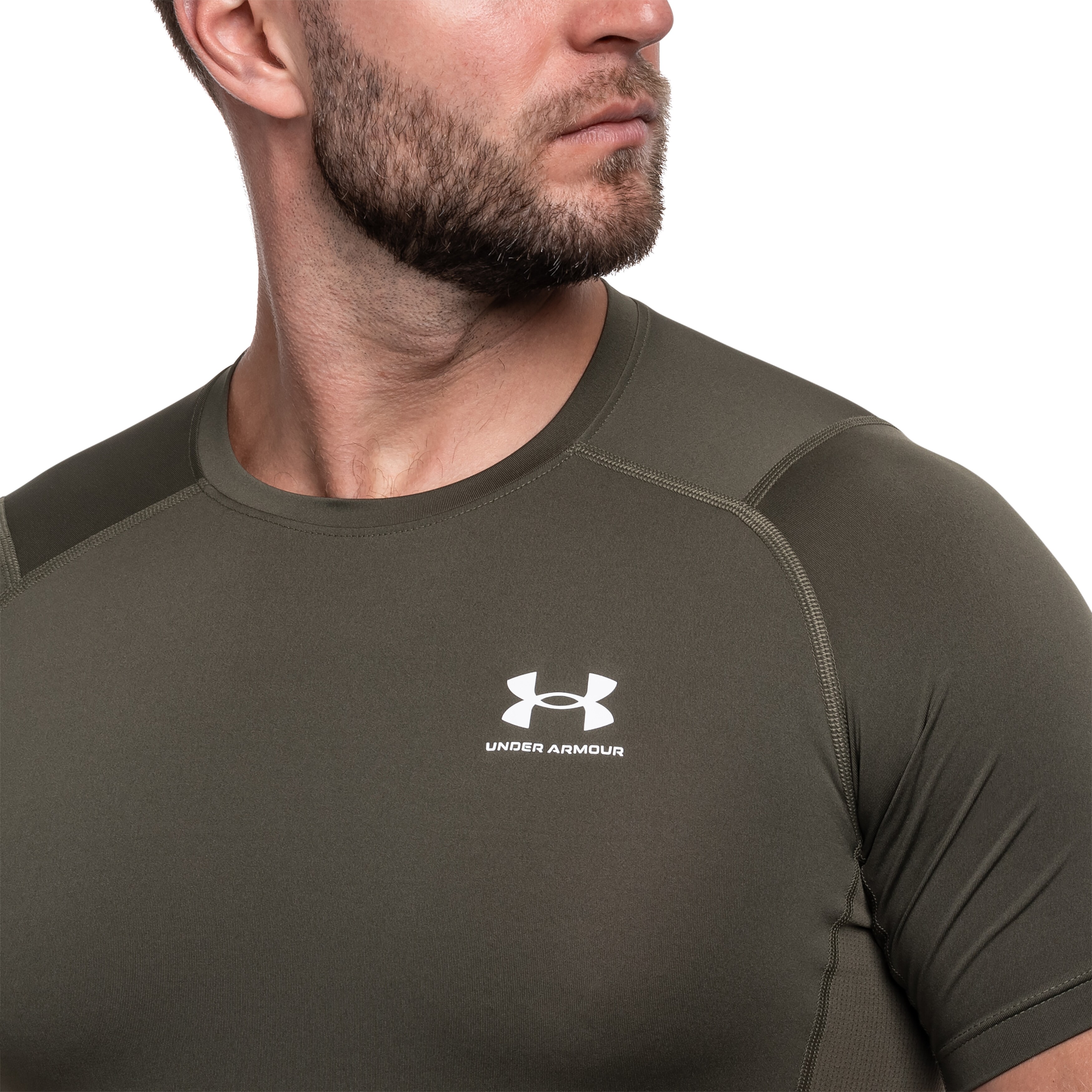 T-shirt thermique Compressed HeatGear Under Armour - Marine OD Green/White