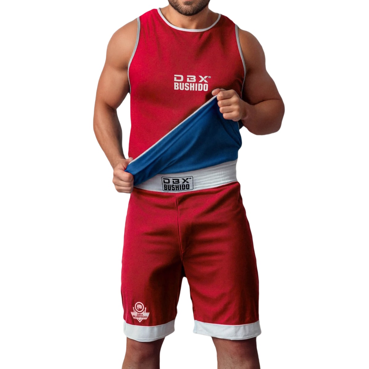 Tenue de boxe double face DBX Bushido - Bleu/Rouge