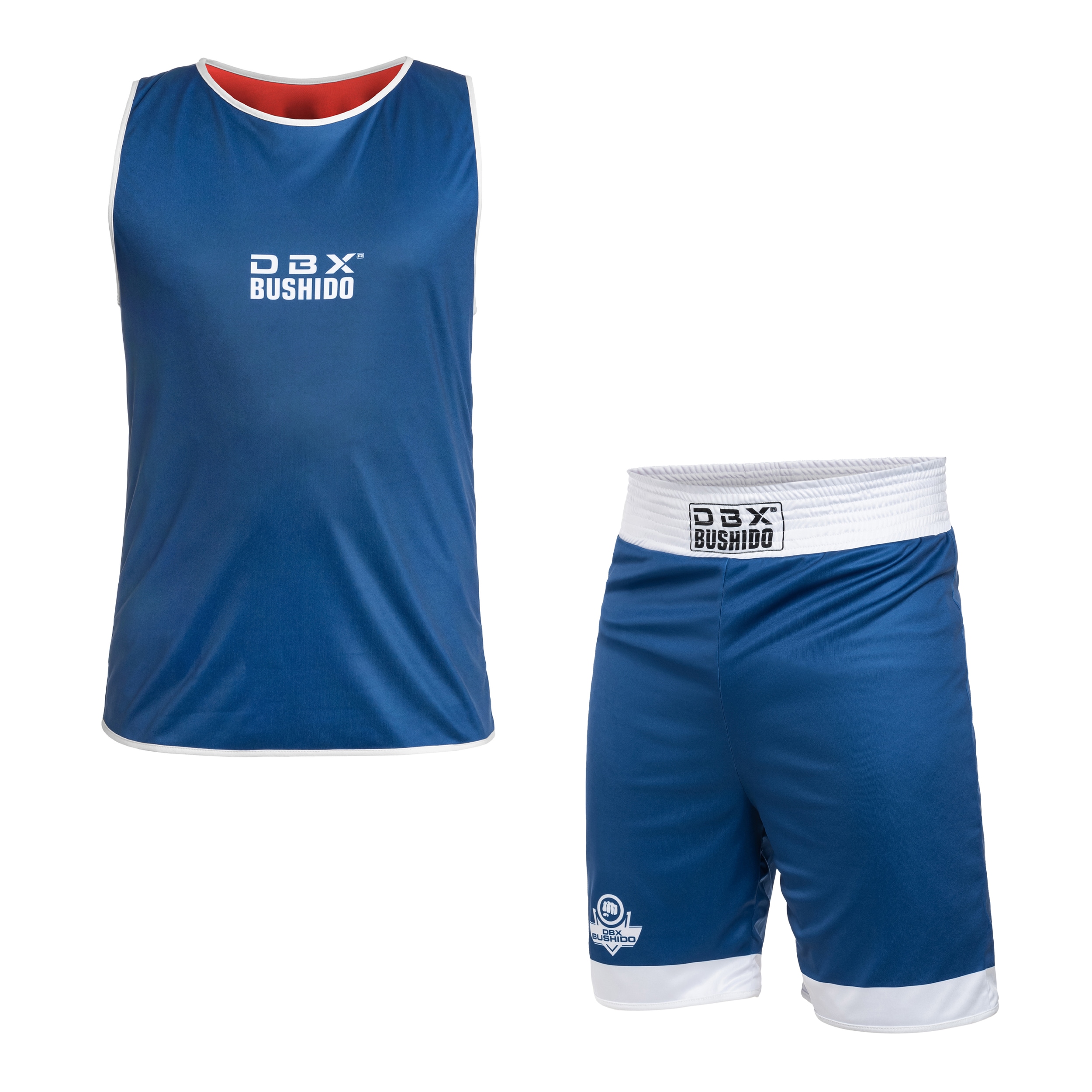 Tenue de boxe double face DBX Bushido - Bleu/Rouge