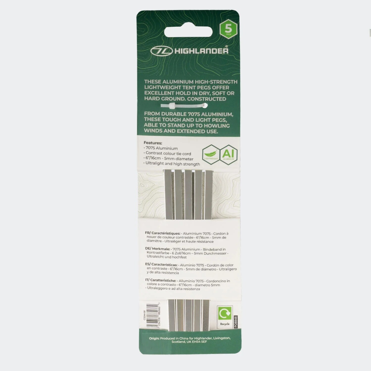 Piquets de tente Outdoor Dart 16 cm - 5 pcs. Highlander