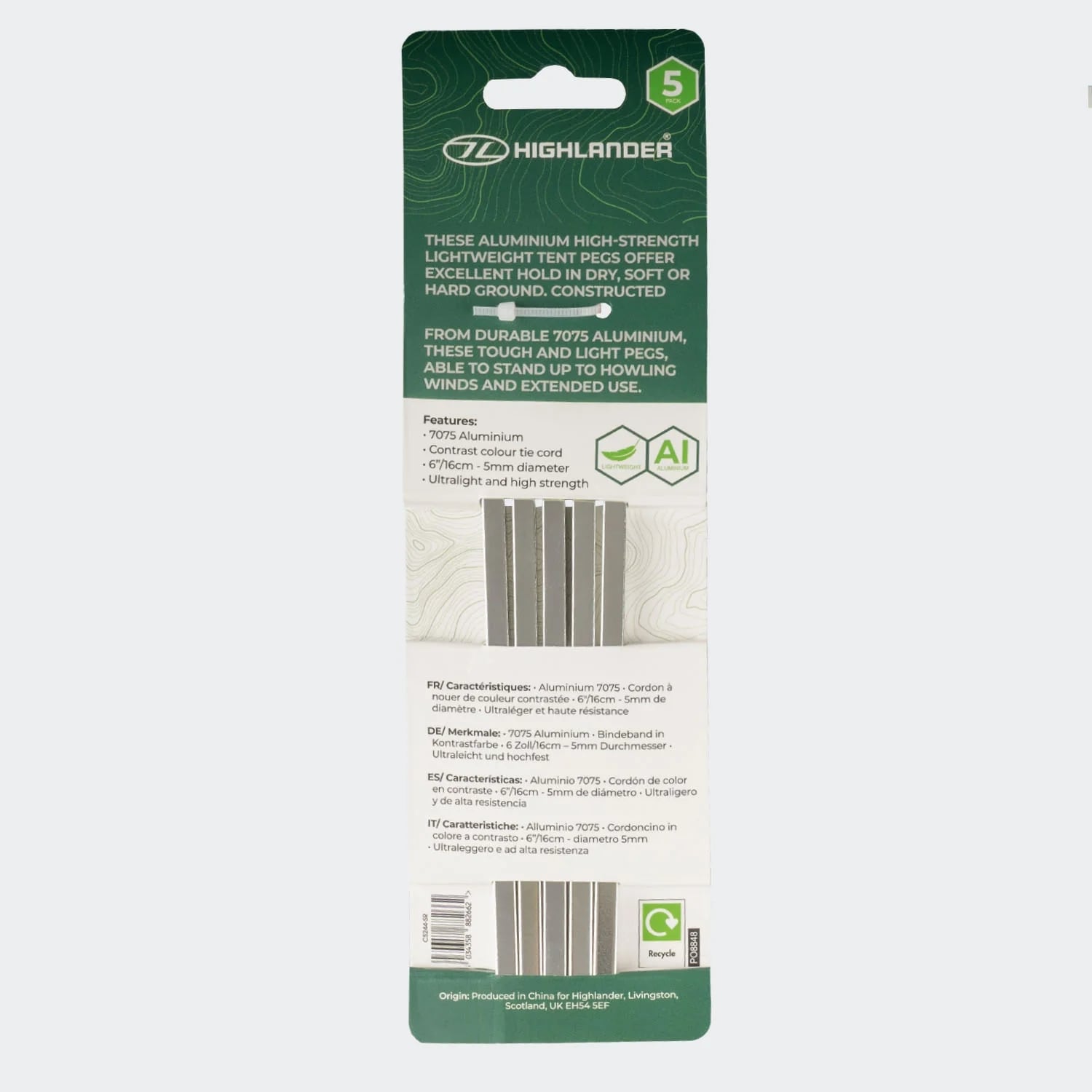 Piquets de tente Outdoor Dart 16 cm - 5 pcs. Highlander