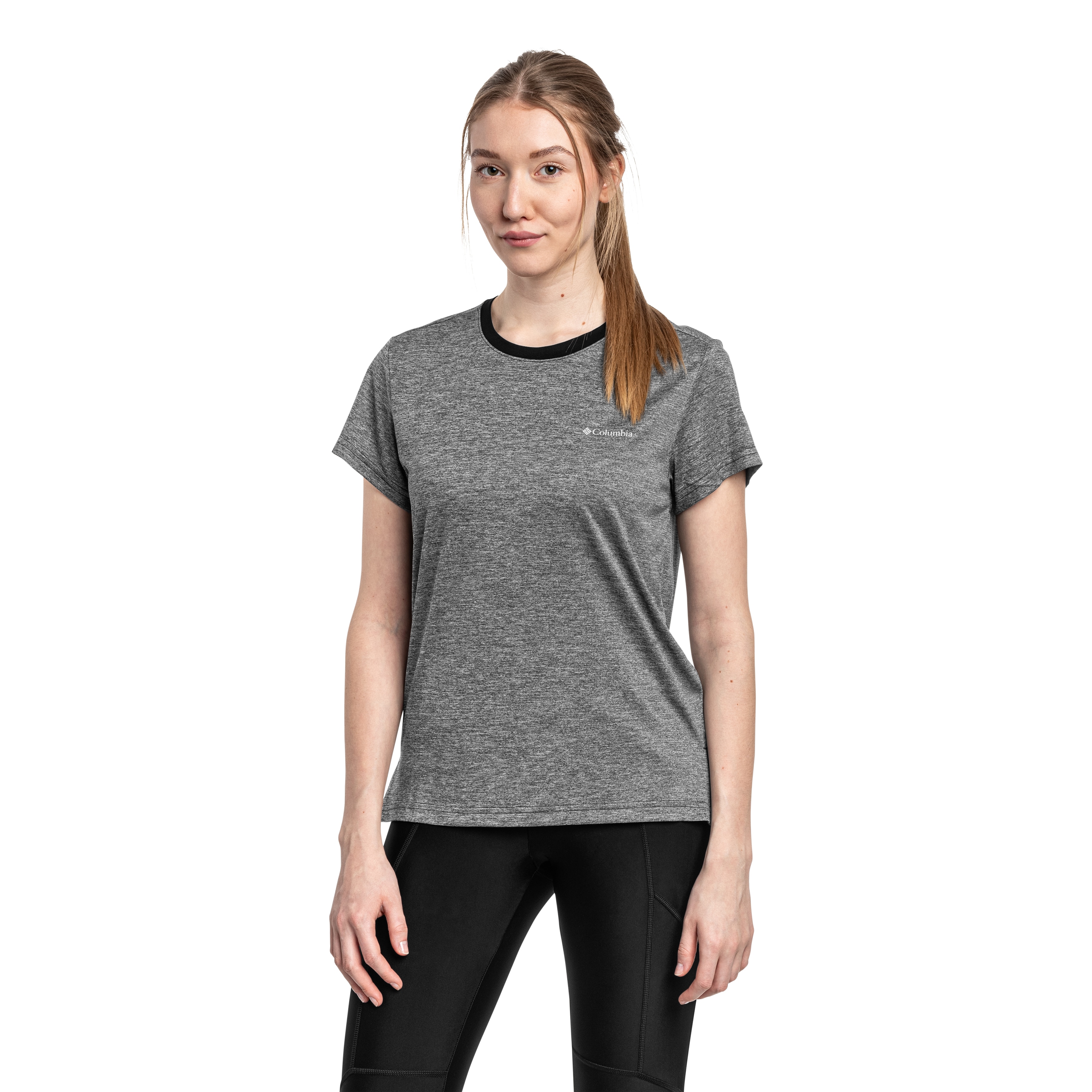 T-shirt pour femmes Bluevista Hill Short Sleeve Crew Columbia - Black Heather
