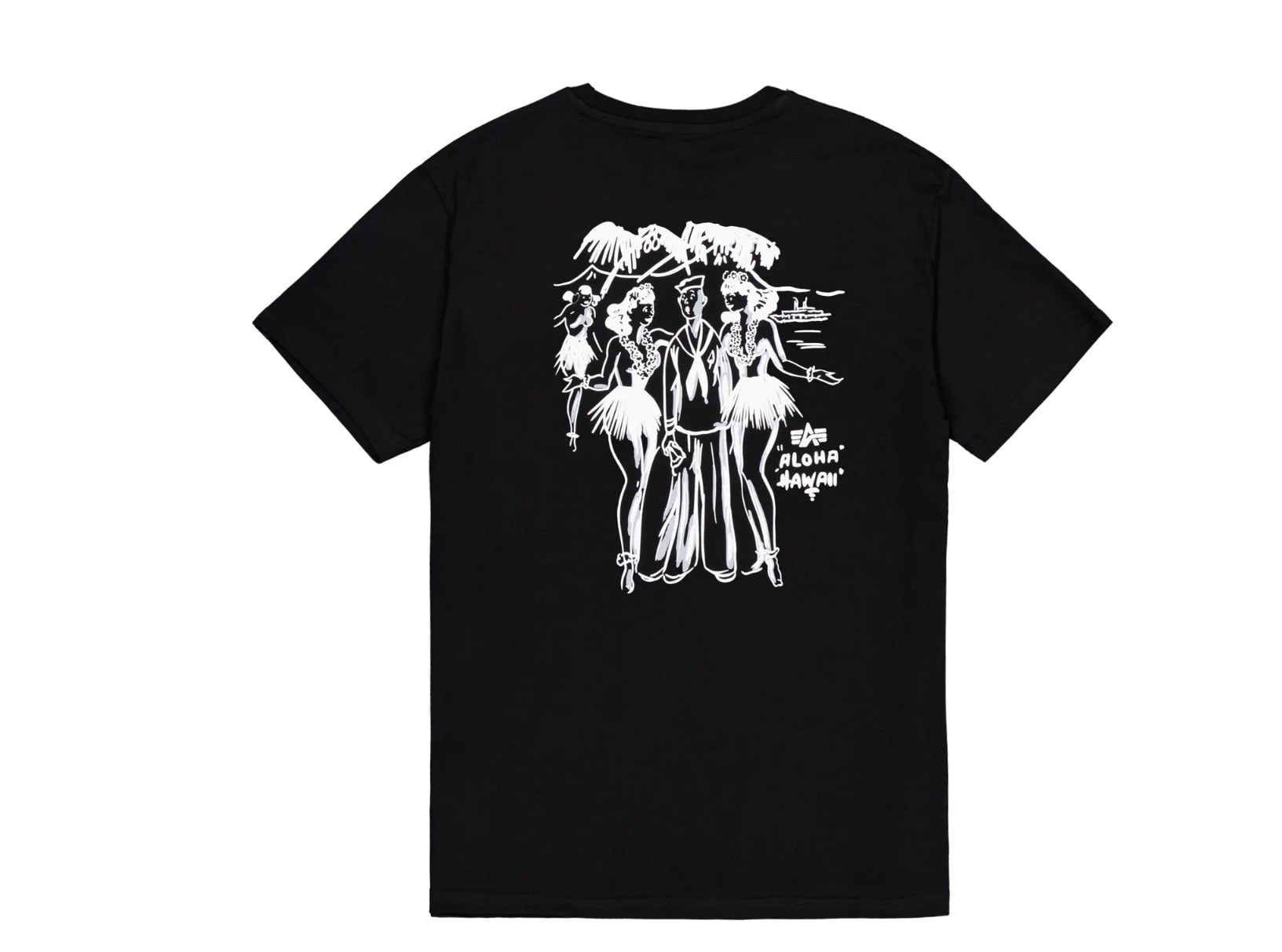 T-shirt Aloha Back Print Alpha Industries - Black