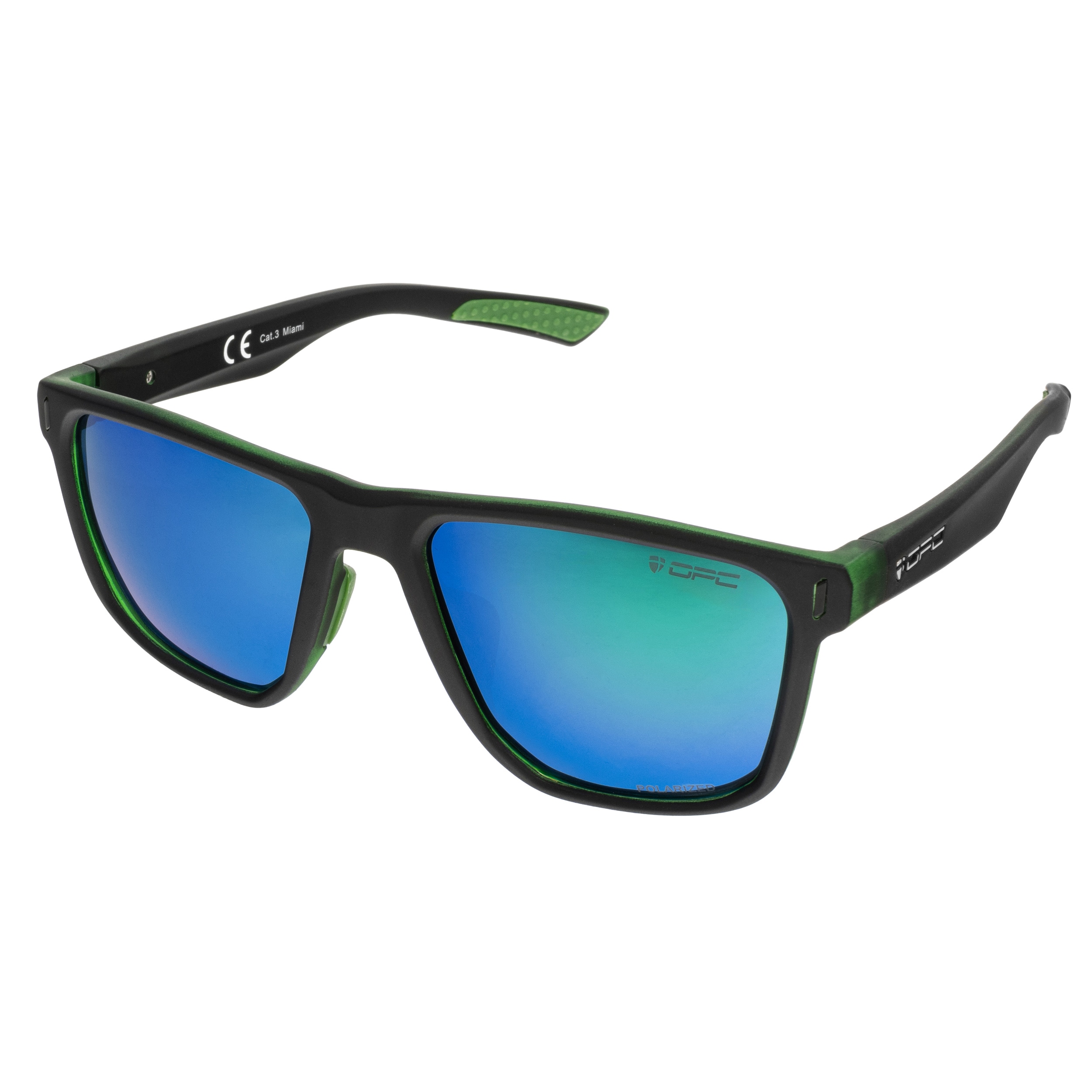 Lunettes de soleil polarisées Lifestyle Miami OPC - Matt Black/Green Revo