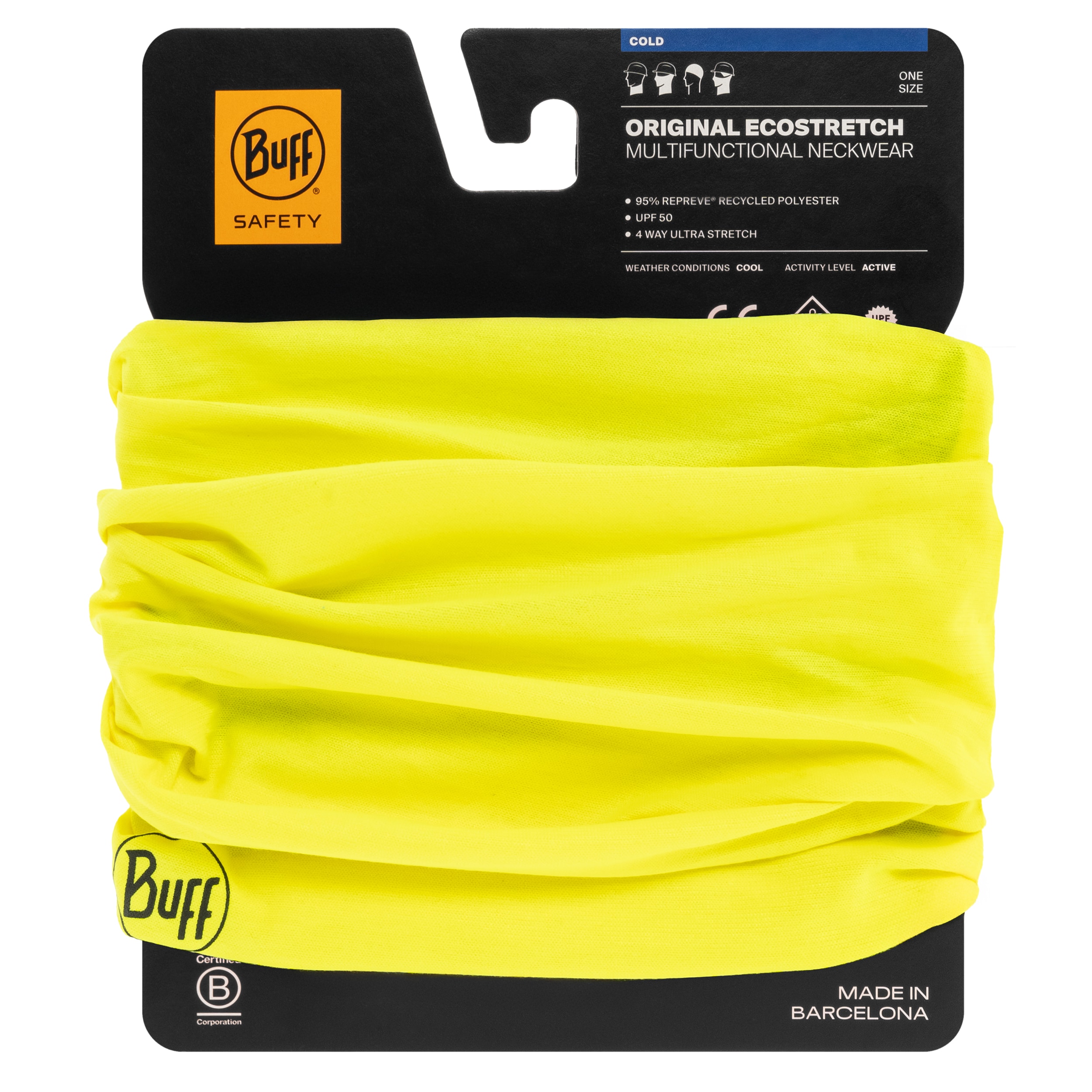 Foulard de protection Safety Original Ecostretch Buff - Yellow Fluor