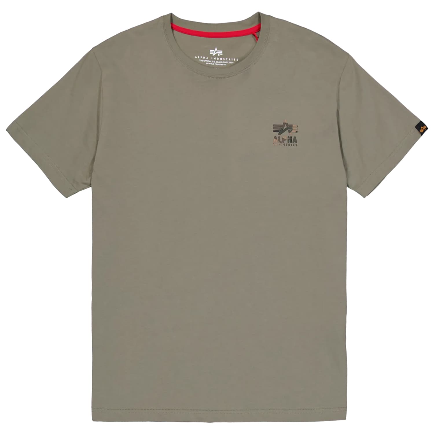 T-shirt Camo Logo Puff Print Back Print Alpha Industries - Olive
