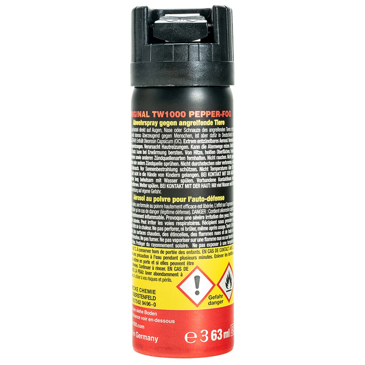 Spray au poivre contre les animaux TW 1000 Pepper Fog 63 ml - cône