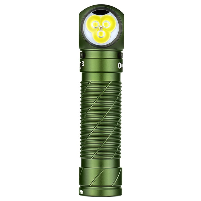 Lampe de poche frontale et lampe de poche d'angle Olight Perun 3 OD Green avec bandeau - 3000 lumens