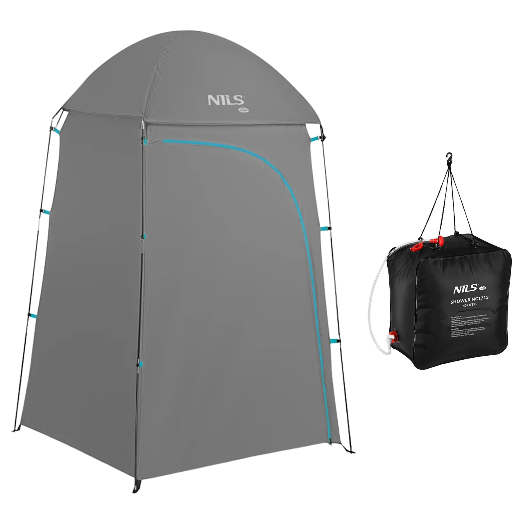 Cabine multifonctionnelle NC3025 XL + douche solaire de voyage 40 L Nils Camp - Ensemble
