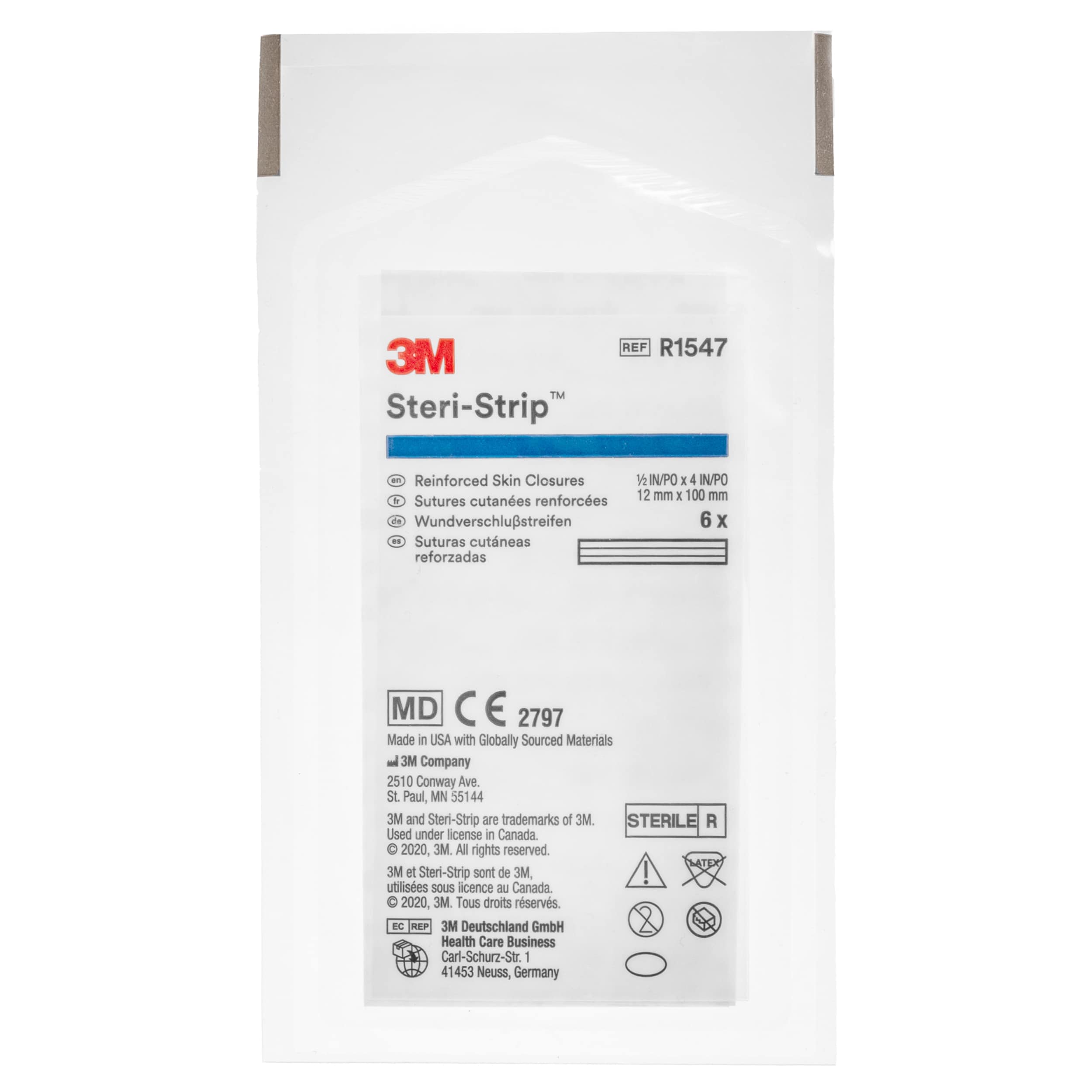 Bandes 3M Steri-Strip pour refermer les plaies 12 x 100 mm - 6 pcs.