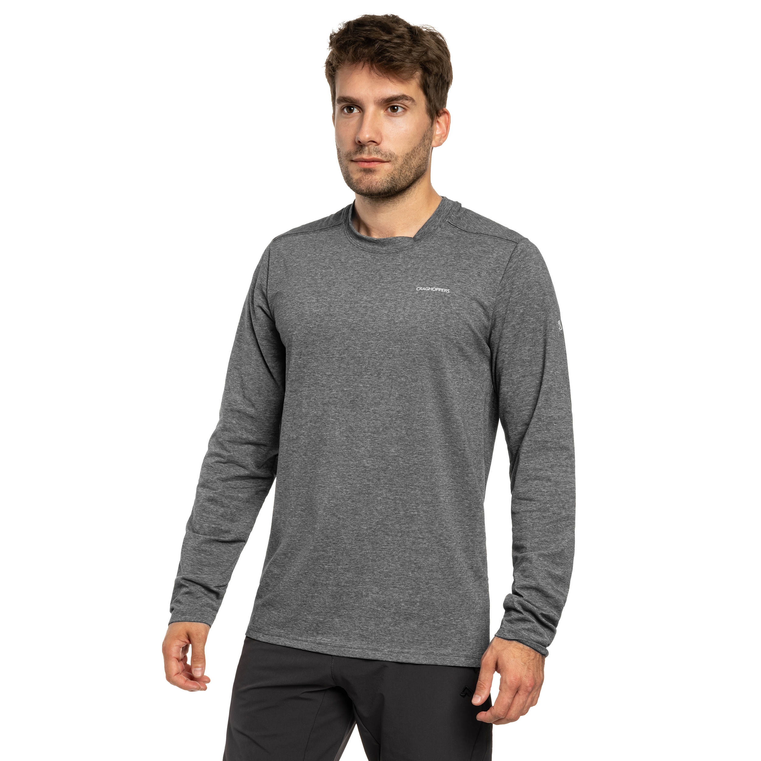 T-shirt Long Sleeve NosiLife Abel Craghoppers - Black Pepper Marl