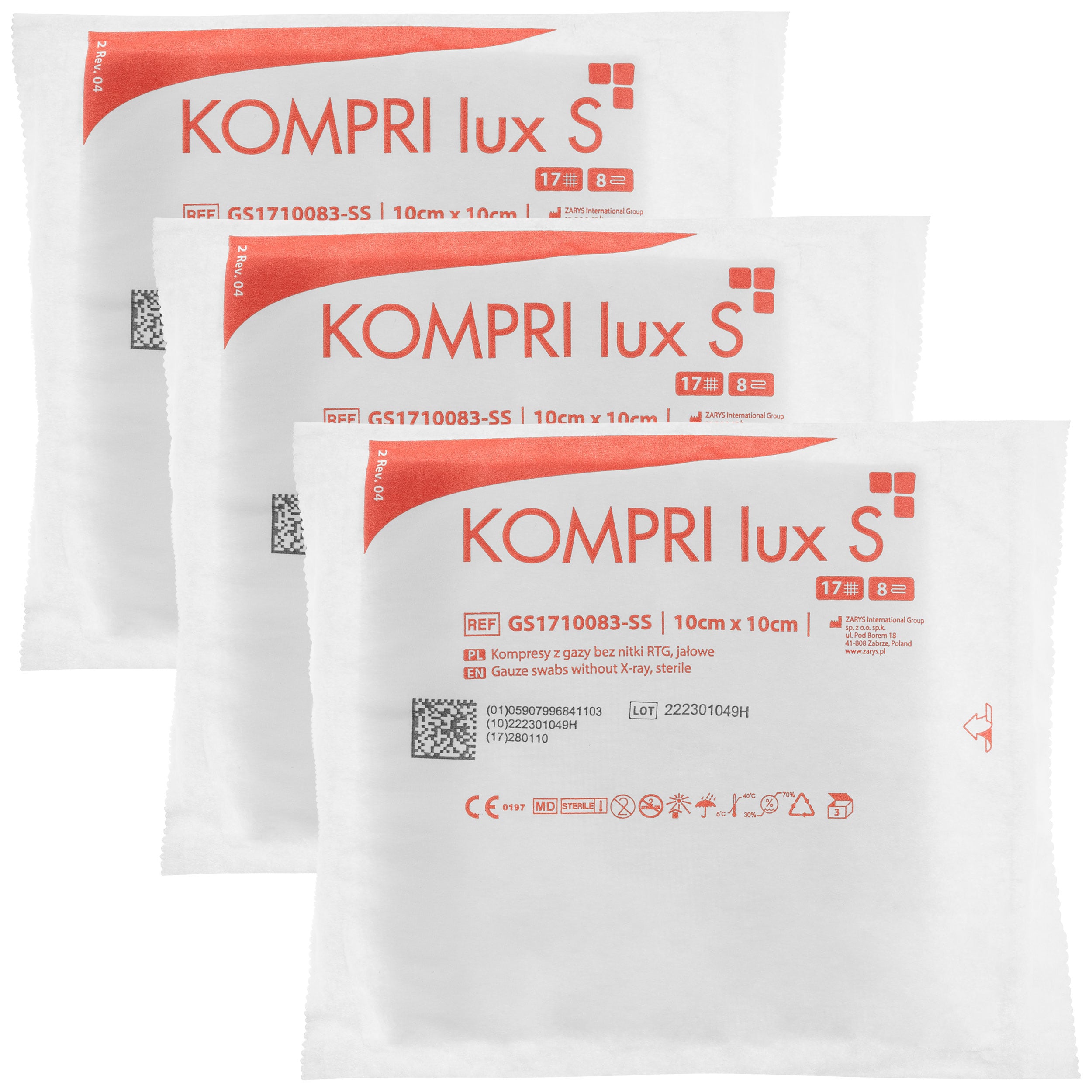 Compresse à gaz Kompri Lux S 10 x 10 cm - 3 pcs. Zarys