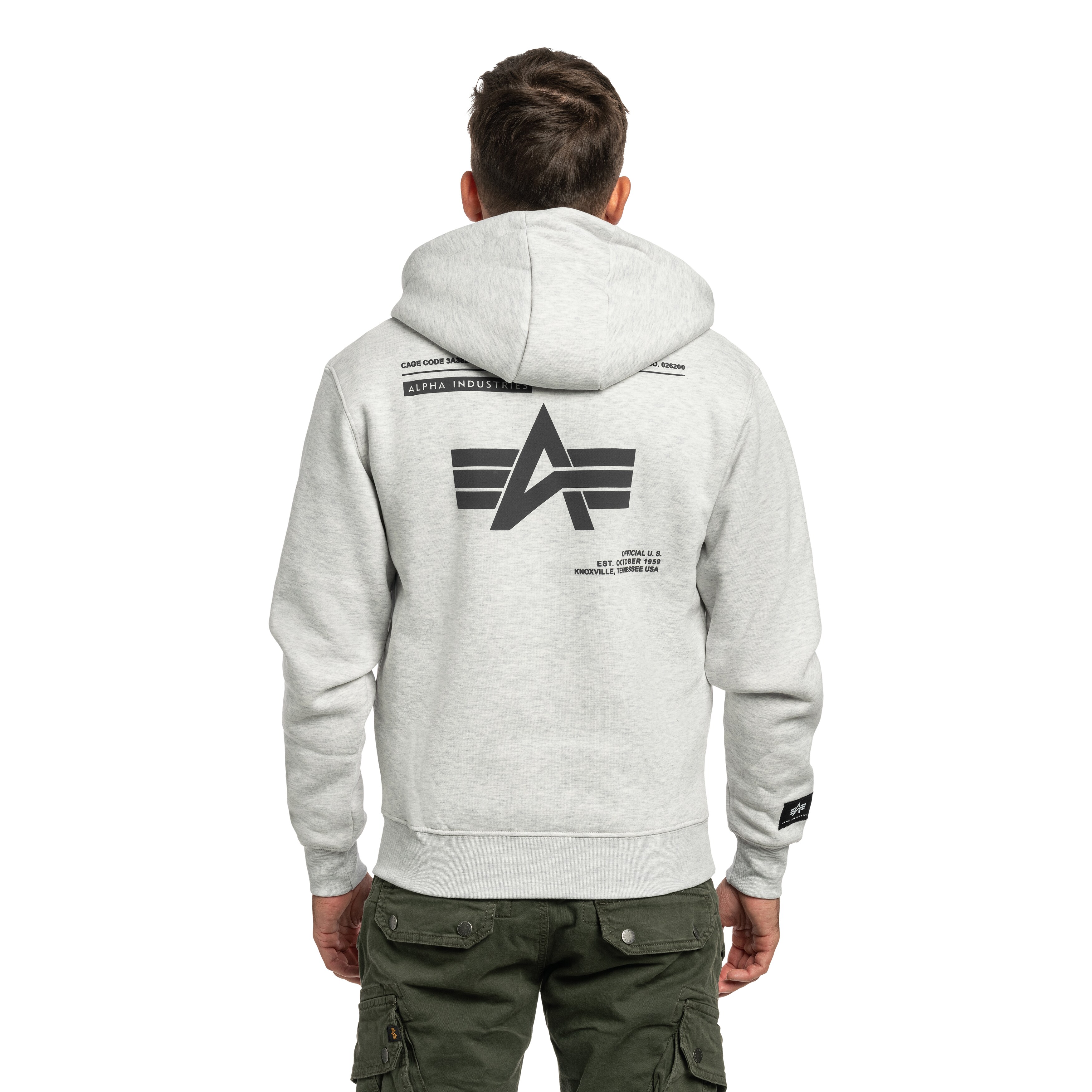 Sweat-shirt Label Backprint Hoodie Alpha Industries - Pastel Grey