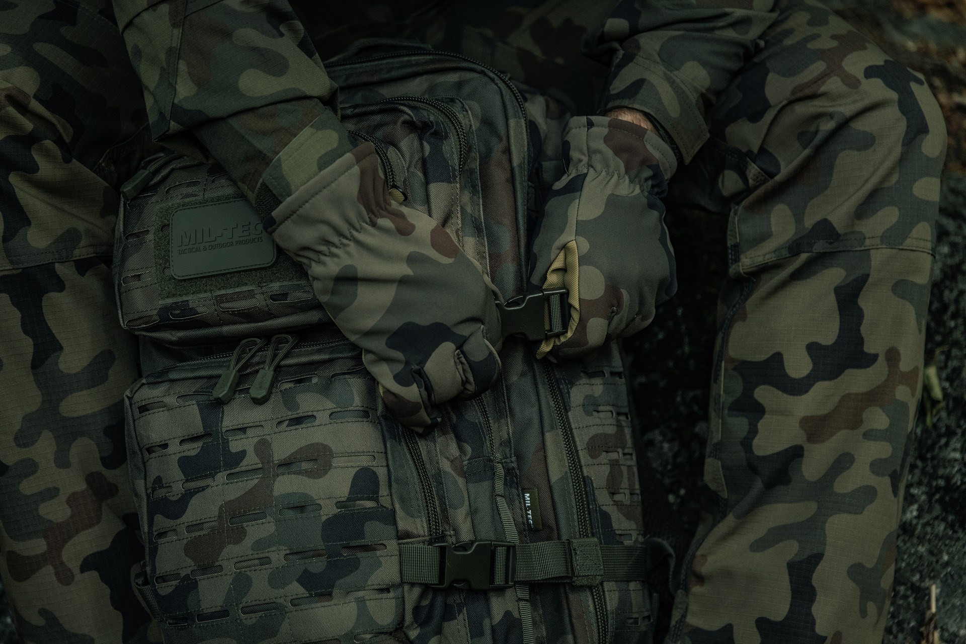 Gants d'hiver Softshell Thinsulate Mil-Tec - wz.93 Pantera PL Woodland