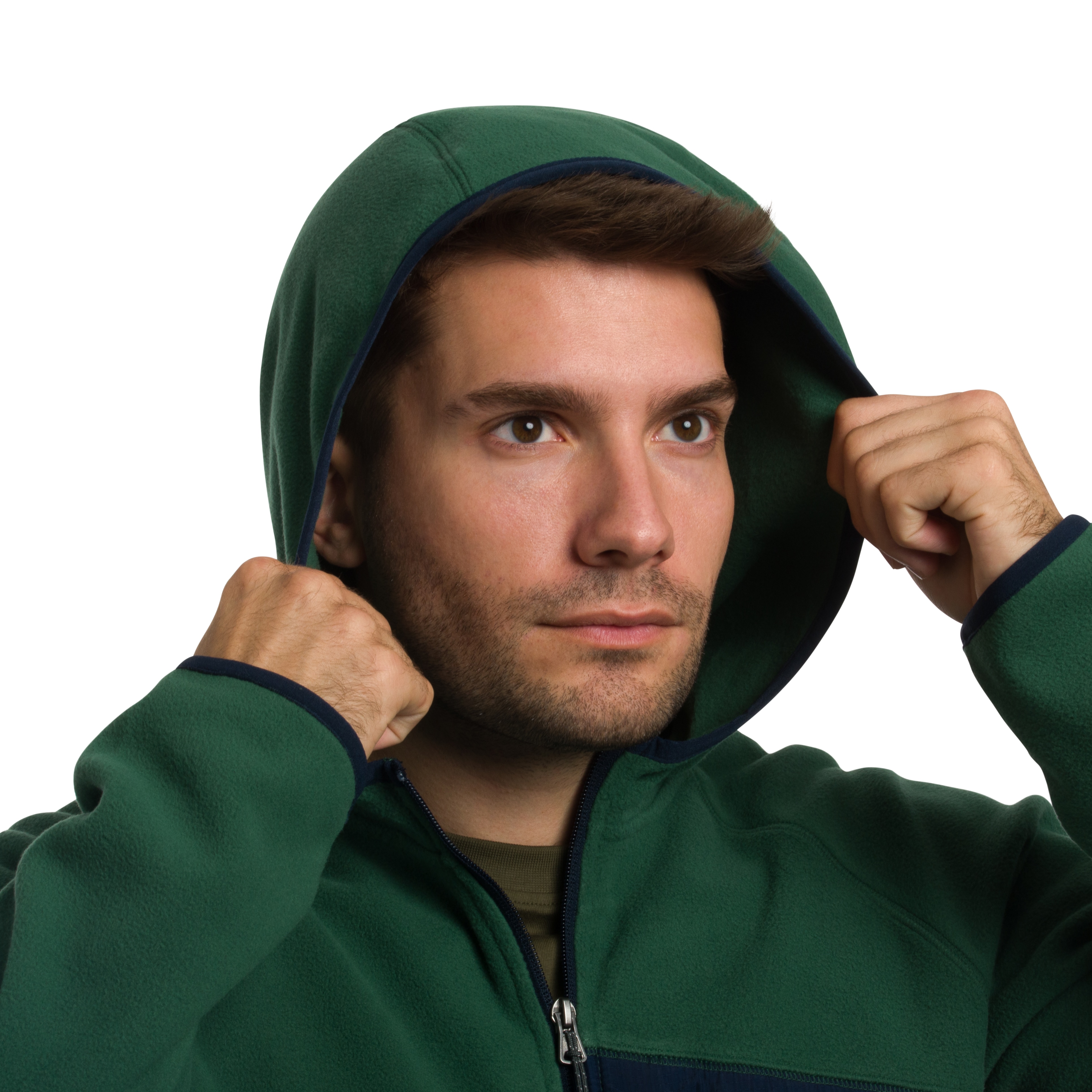 Polaire Fast Trek Overlay Hooded Columbia - Rain Forest/Coll Navy