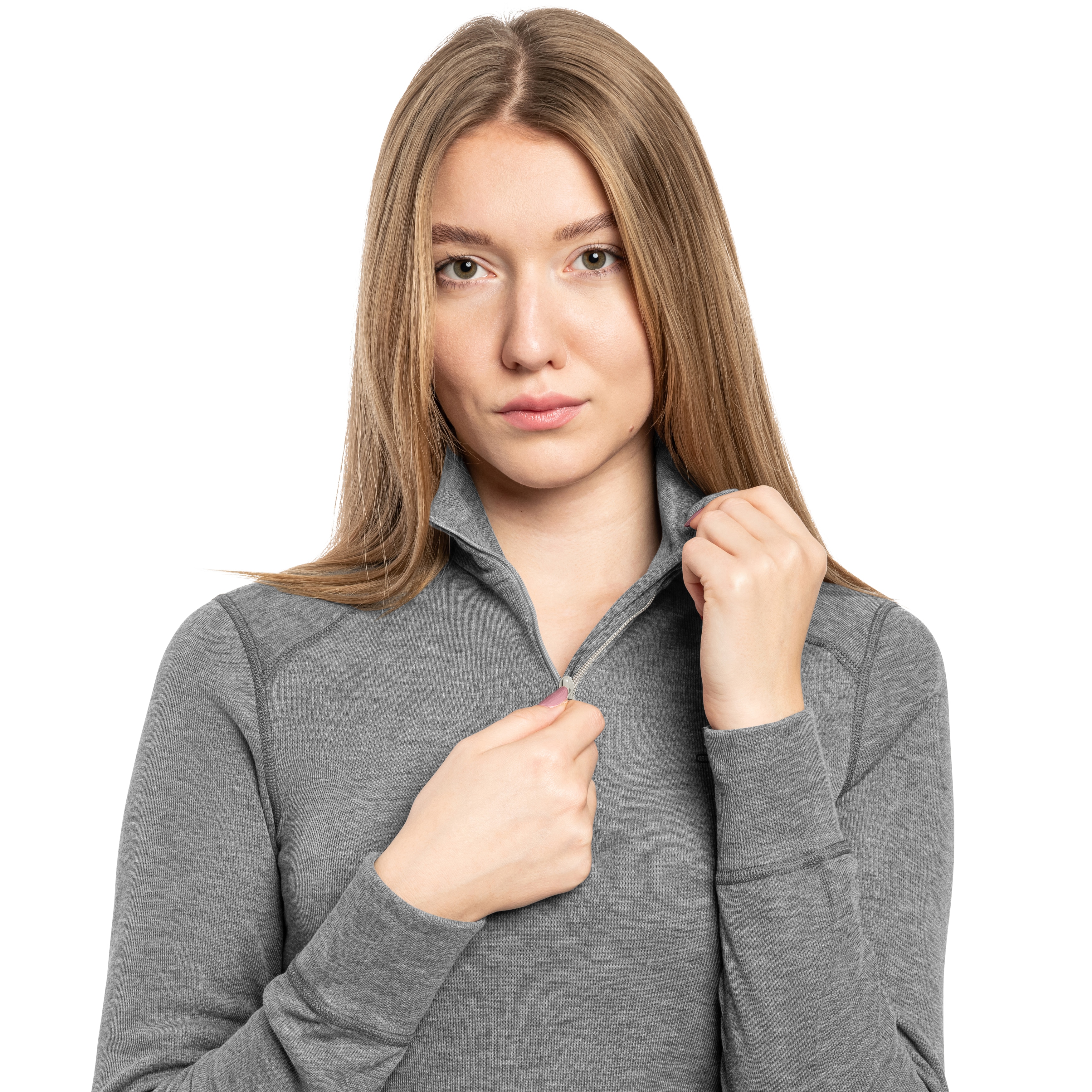 T-shirt thermoactif pour femmes Active Warm Base Layer Half-Zip Odlo - Grey Melange