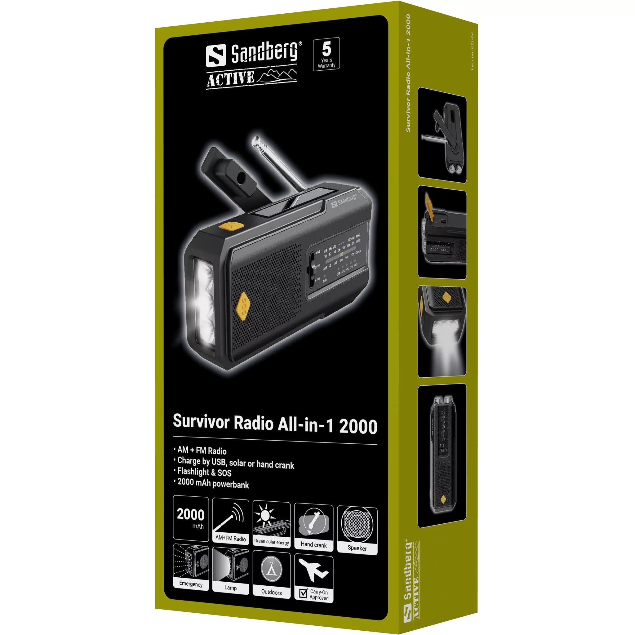 Radio d'alarme Survivor All-in-1 2000 AM/FM Sandberg