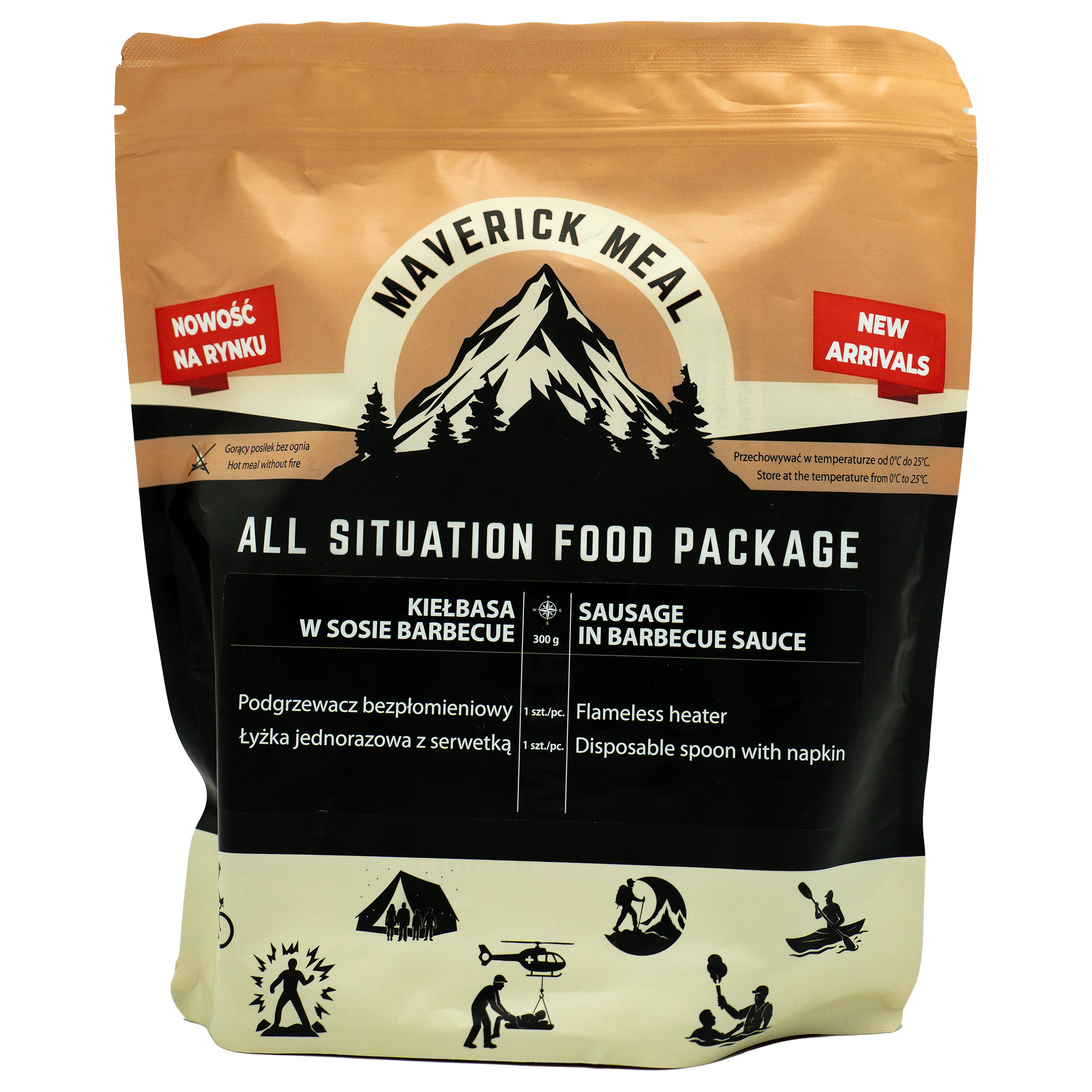 Micro plat cuisiné avec réchaud sans flamme Saucisse à la sauce barbecue - 300 g Maverick Food Micro