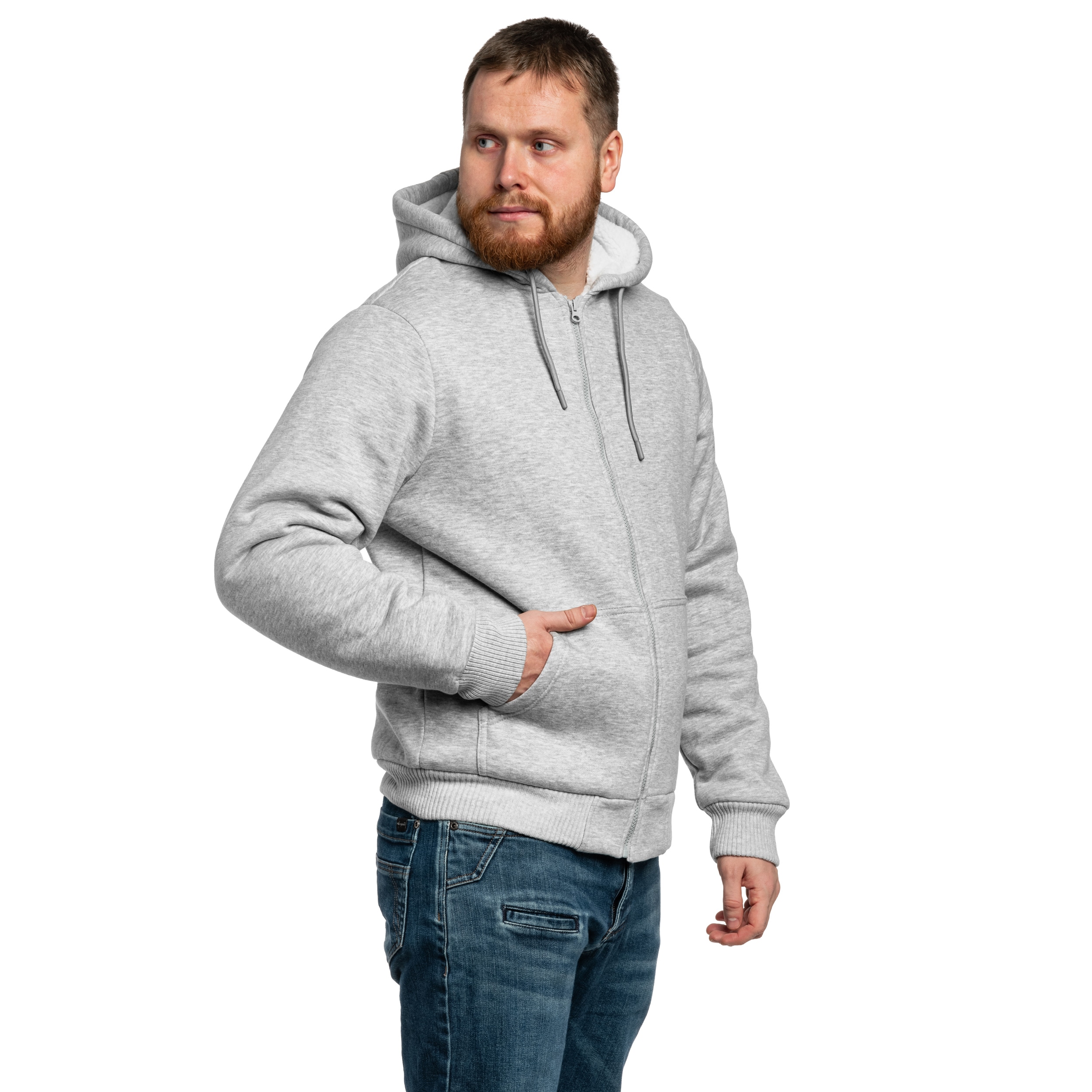 Sweat-shirt Sweatjacket Teddylining Brandit - Grey Melange