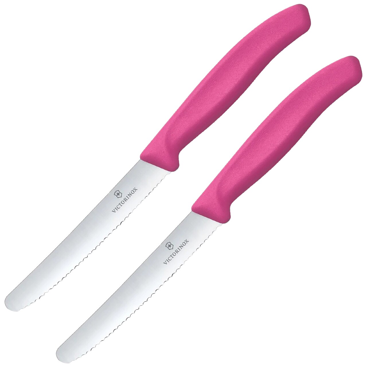 Couteau de cuisine Victorinox Swiss Classic Pink - dentelé avec pointe arrondie, 2 pièces